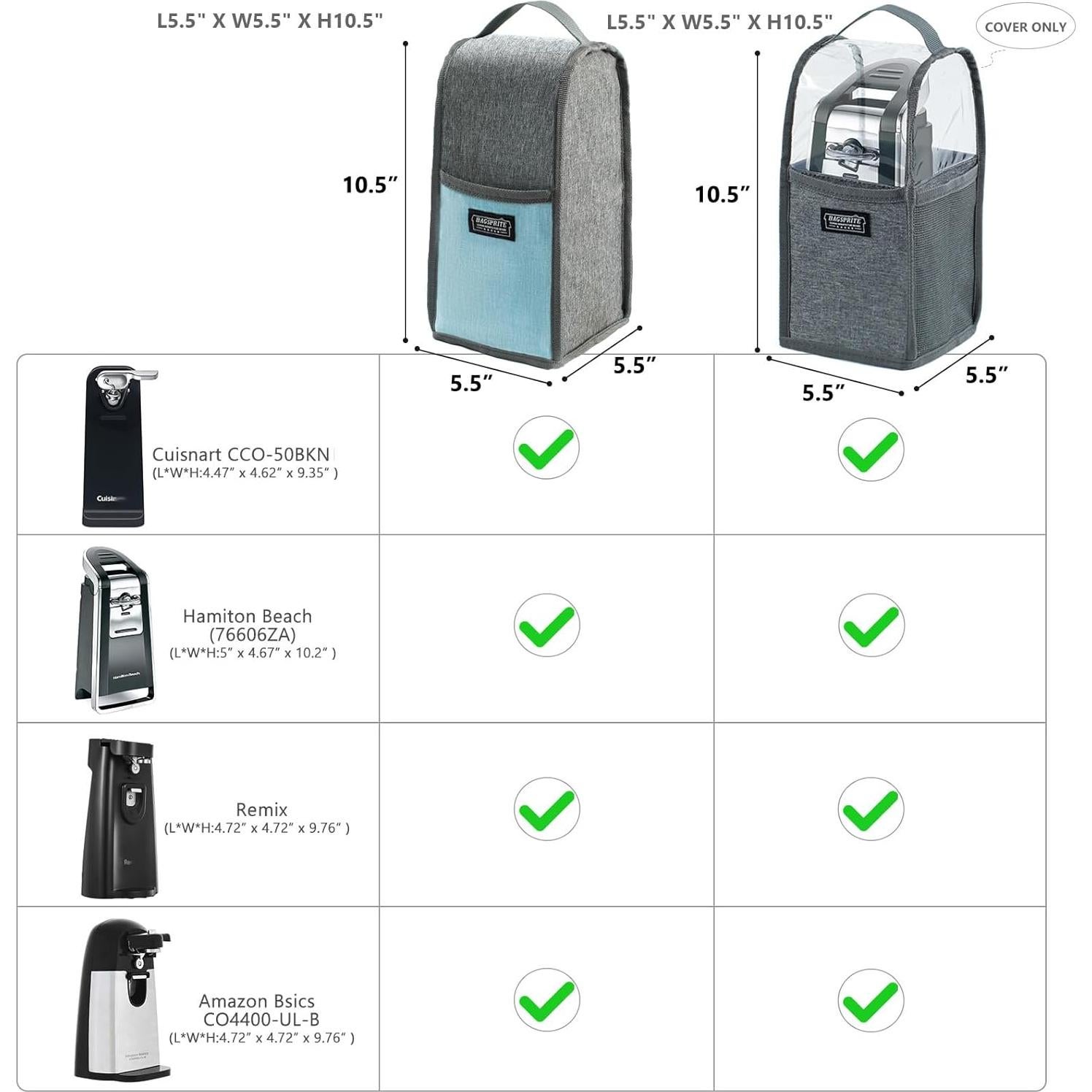 Funda para Abrelatas Eléctrico BAGSPRITE Gris-Azul 26.67x13.97cm