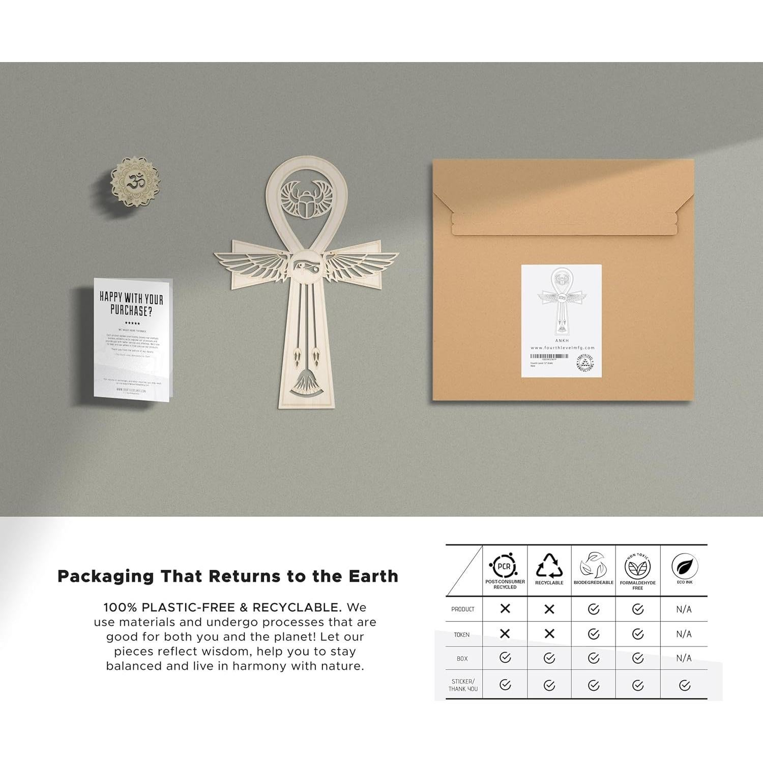 Arte de Pared Ankh MFG 30.48 cm - Decoración Geométrica Sagrada