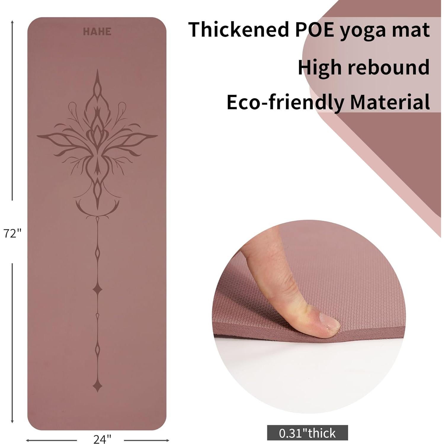 Esterilla de Yoga HAHE Antideslizante 8mm Rosa Oscuro