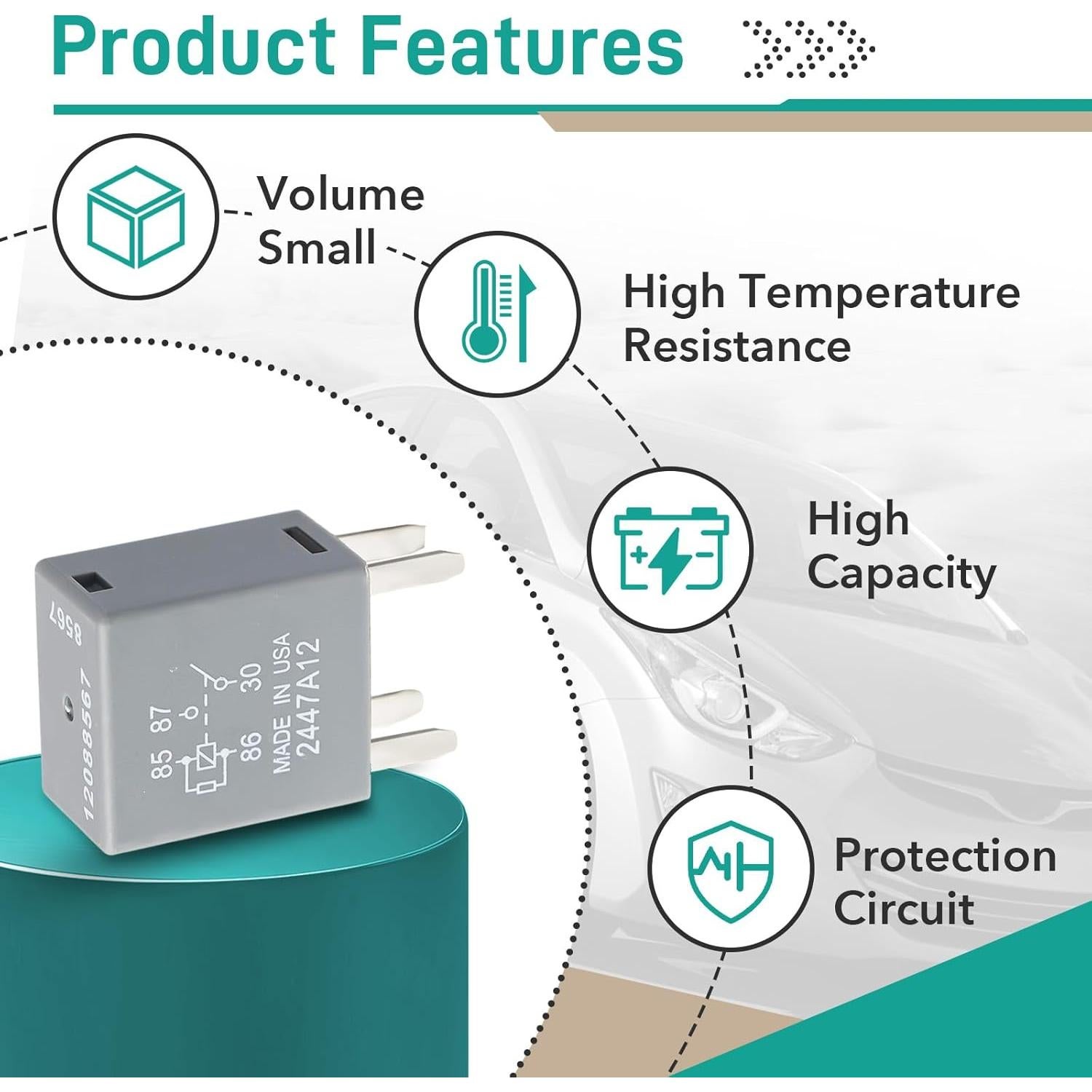 Relé Automotriz Gfdoso 12088567 12V 30A 4 Pines Compatible