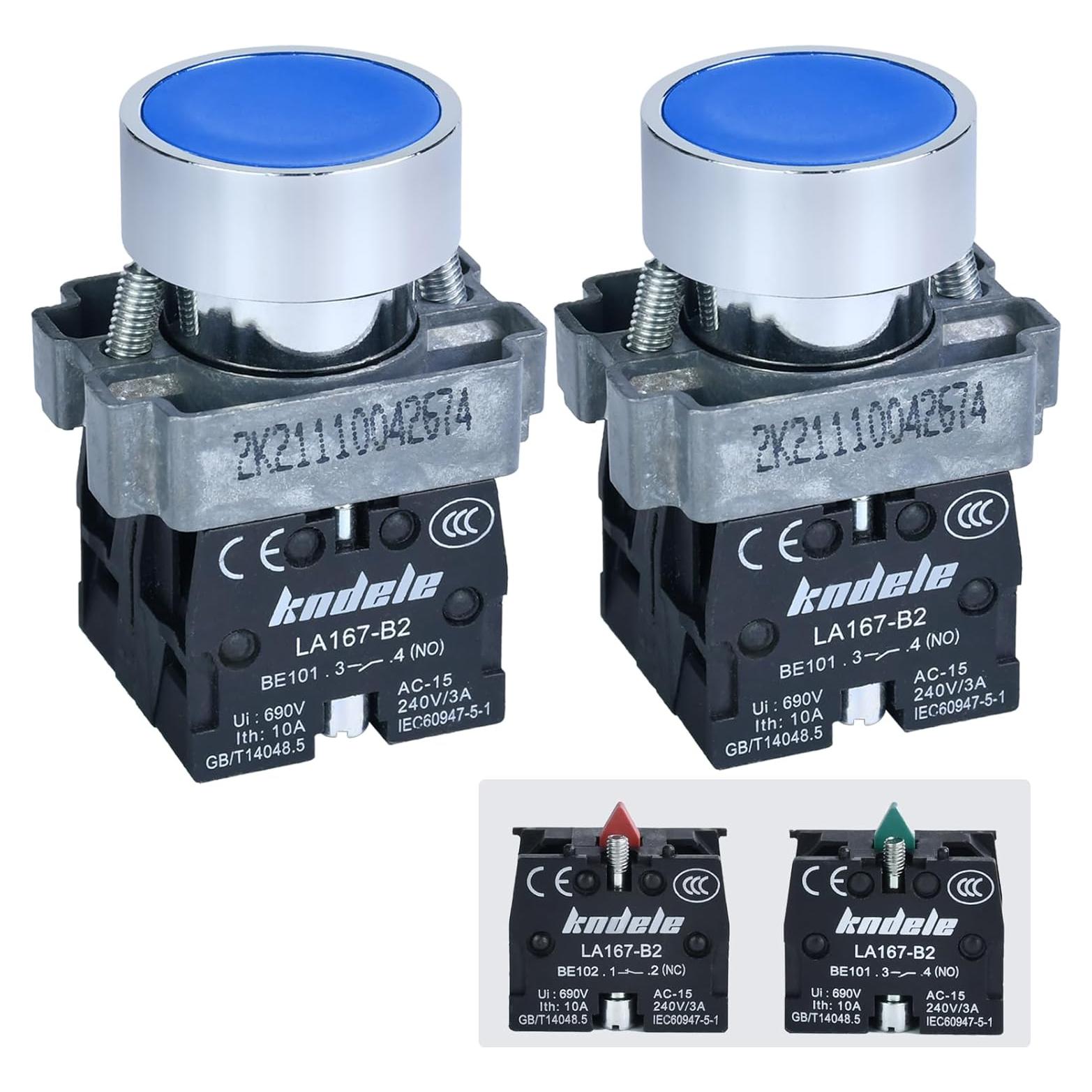 Interruptor de Botón Momentáneo KNDELE 22mm Azul IP65 10A