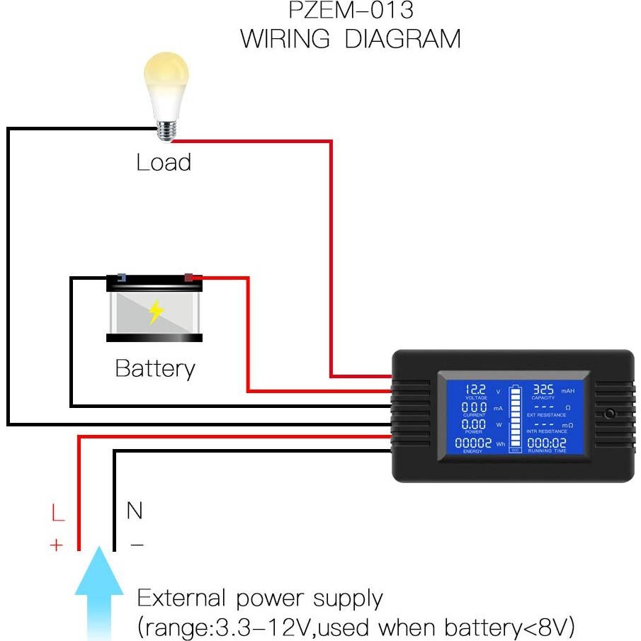 Medidor de Batería DC 10A PZEM-013 Multifuncional LCD