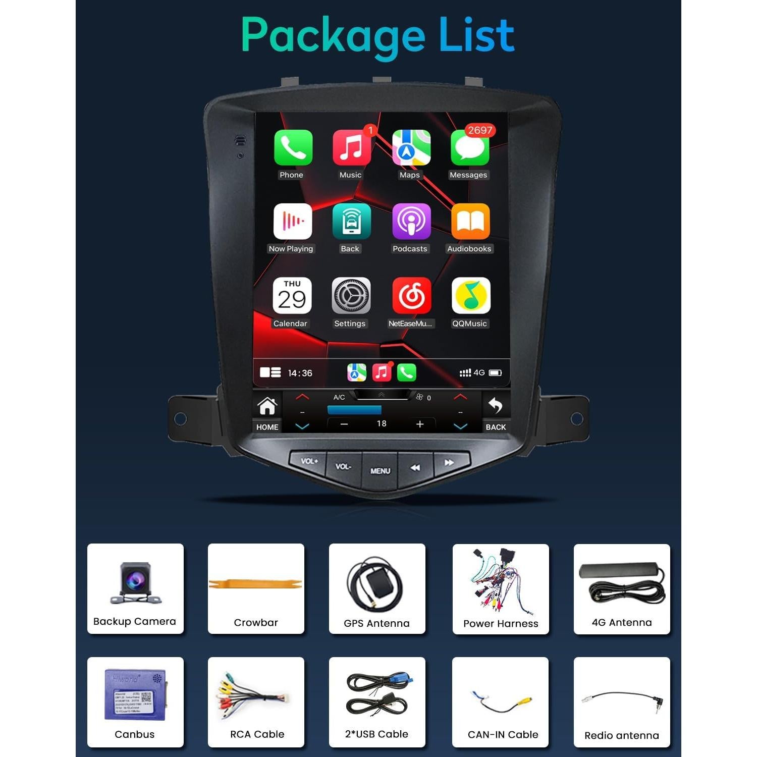 Radio Estéreo de Coche Fortdows 10.4" Android 4+32GB GPS Bluetooth