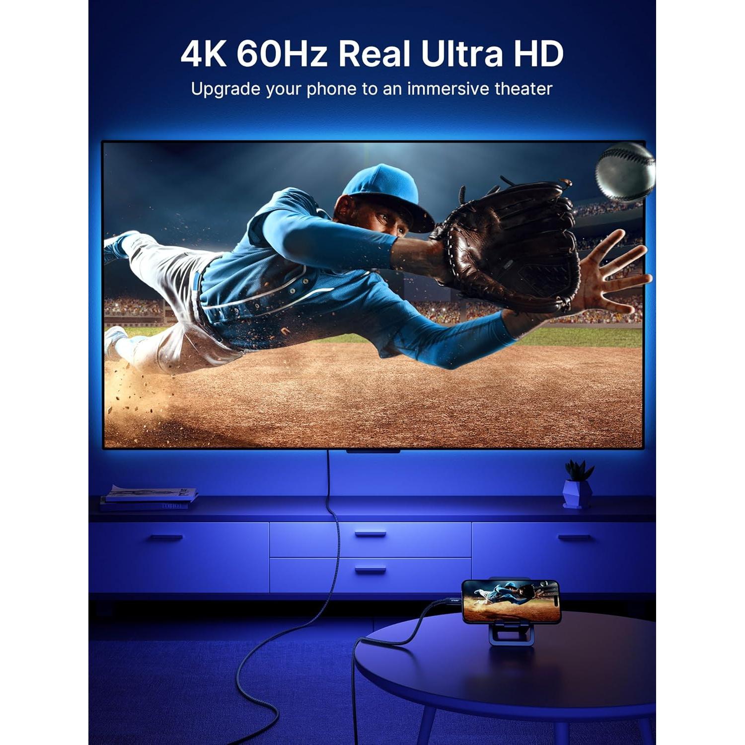 Cable USB C a HDMI 1m JSAUX 4K@60Hz Compatible Thunderbolt