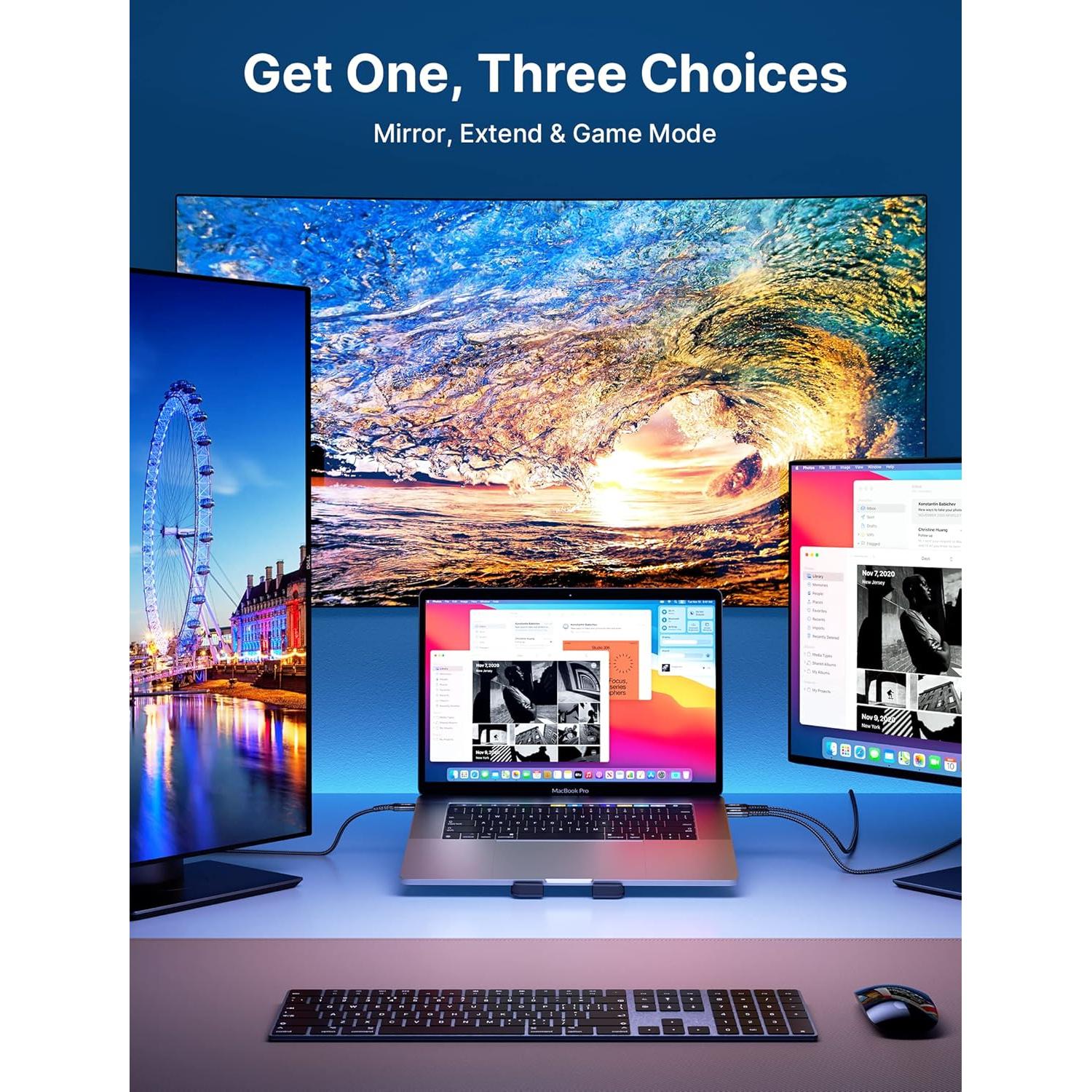 Cable USB C a HDMI 1m JSAUX 4K@60Hz Compatible Thunderbolt