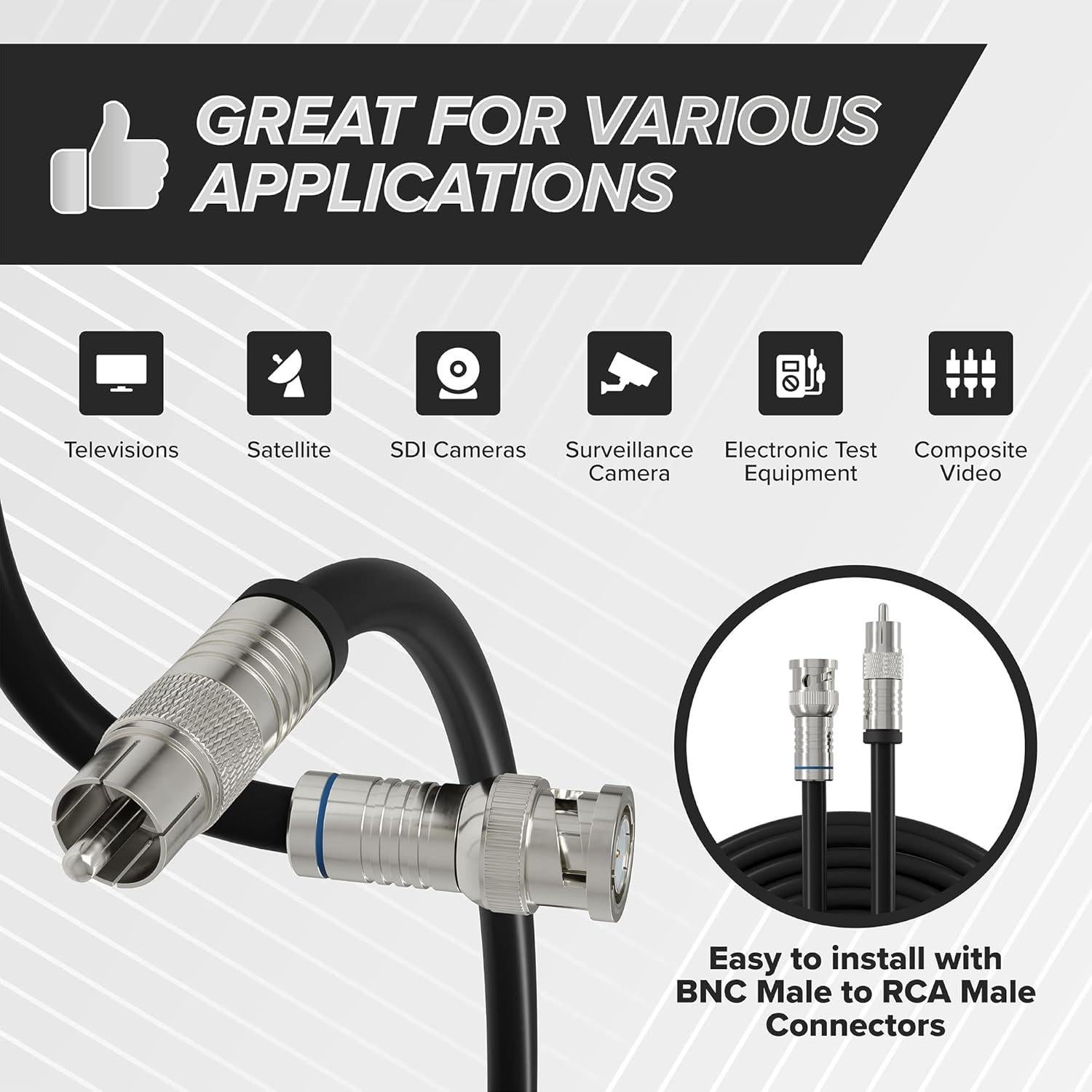 Cable Coaxial BNC a RCA 0.9m THE CIMPLE CO - Profesional