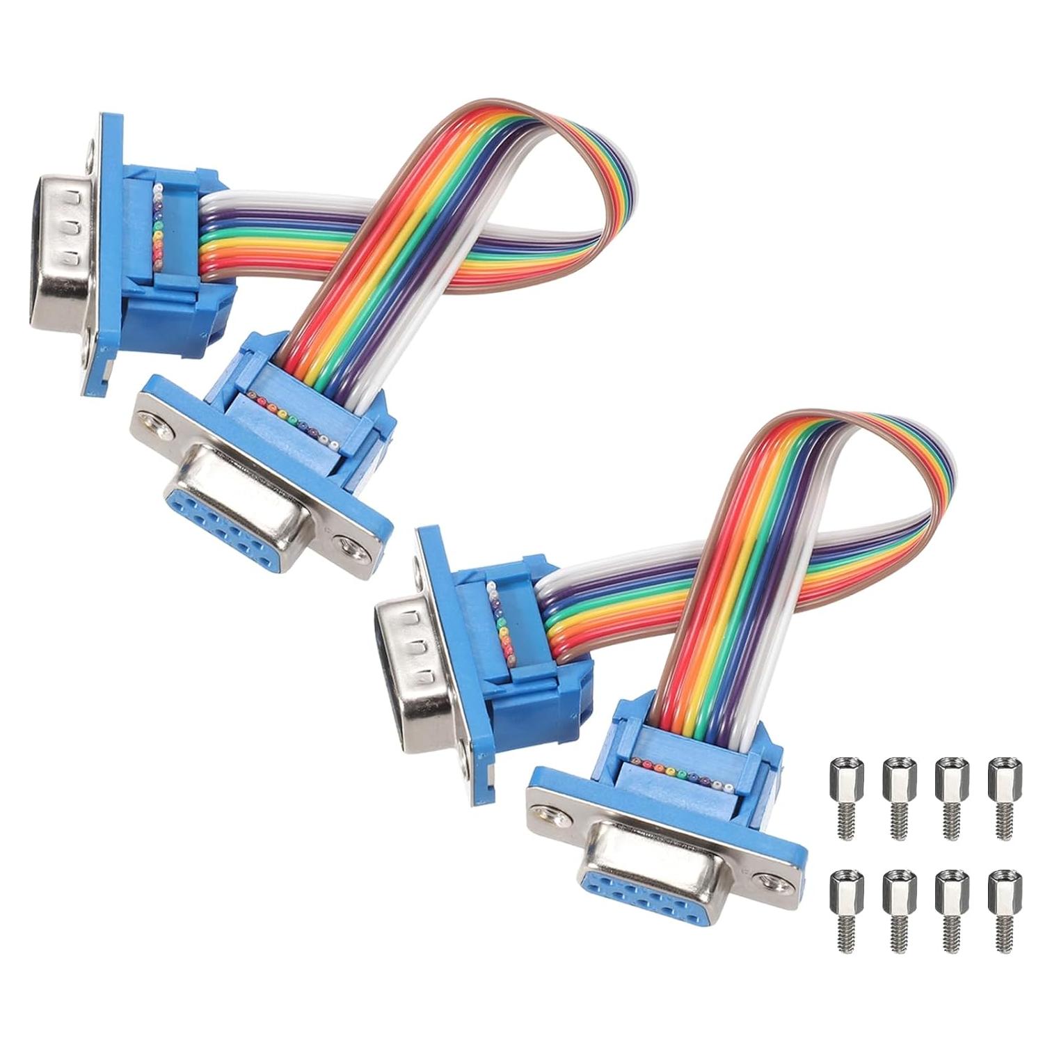 Cable de Cinta IDC Arcoíris MECCANIXITY 2 Pcs DB9 Macho a Hembra