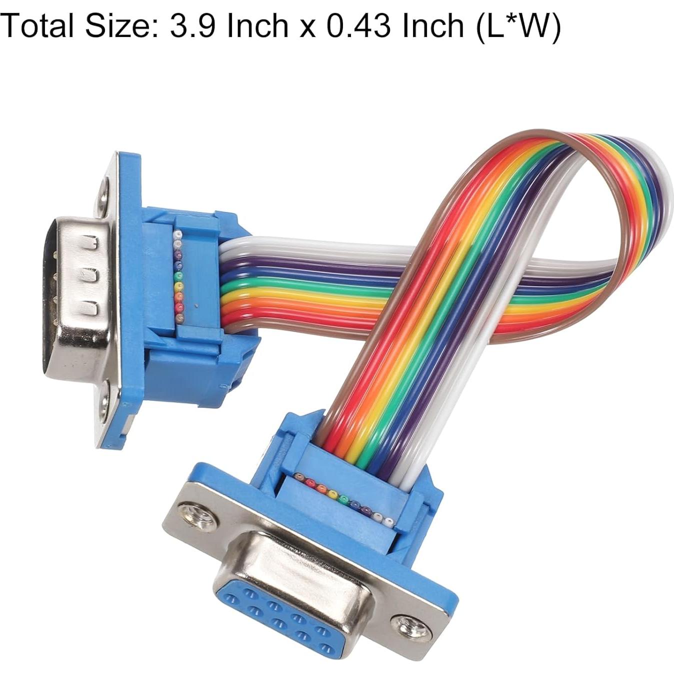 Cable de Cinta IDC Arcoíris MECCANIXITY 2 Pcs DB9 Macho a Hembra