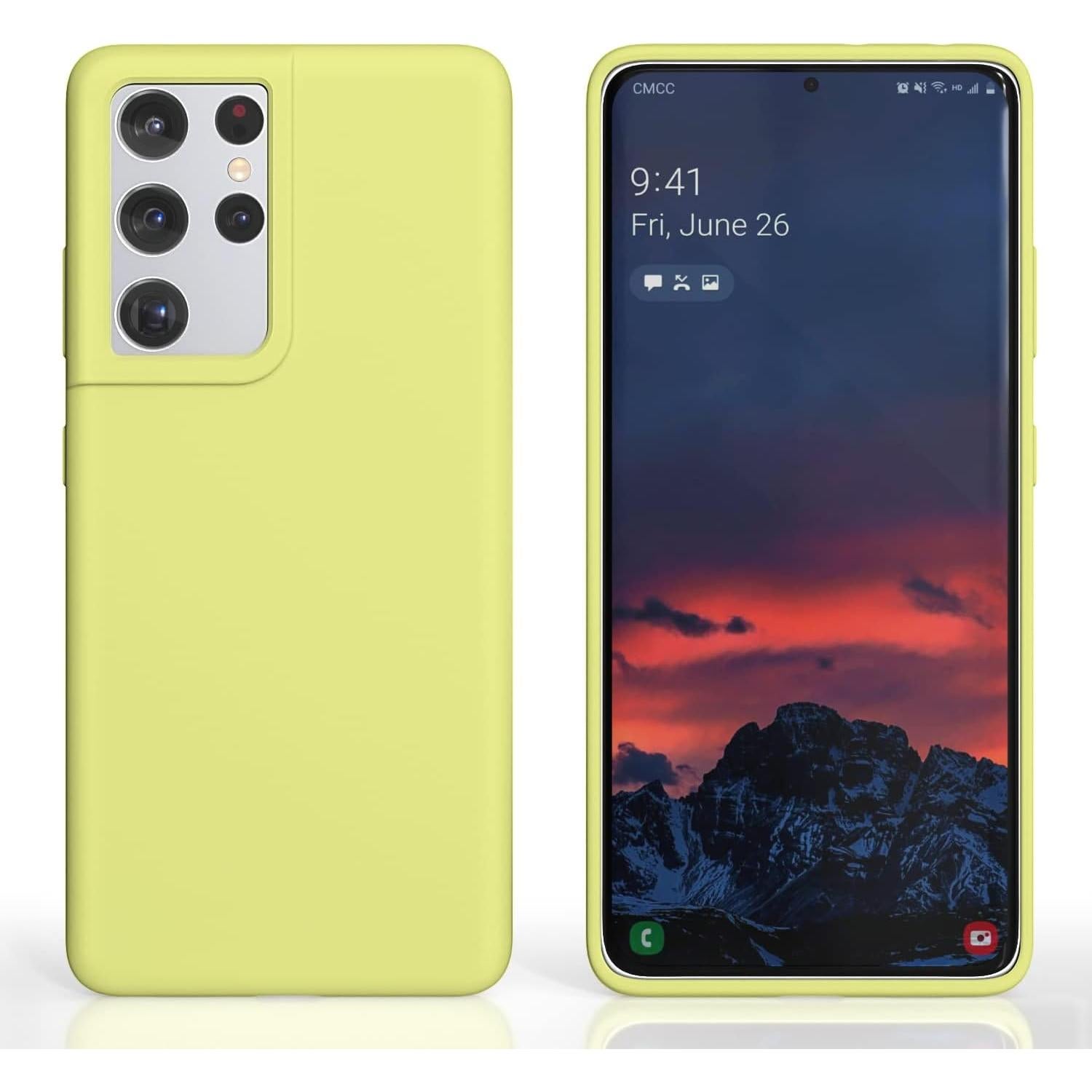 Funda de Silicona E Segoi para Galaxy S21 Ultra Amarillo