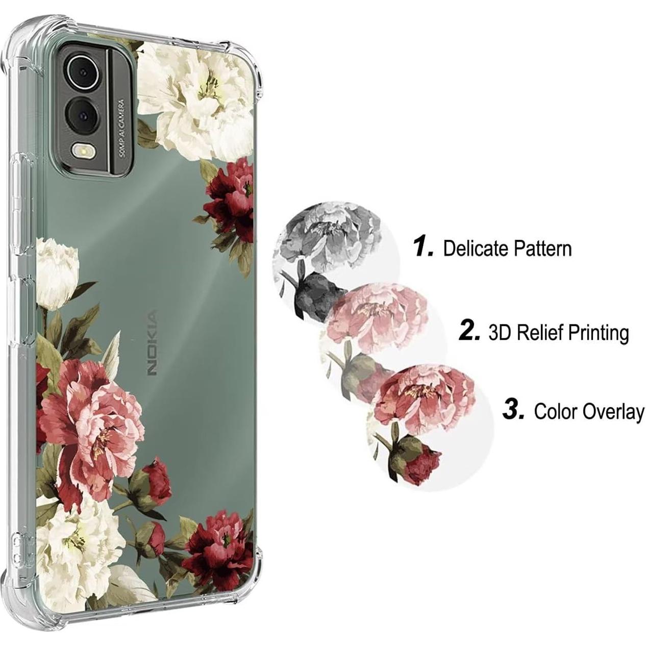 Funda TPU Floral para Nokia C32 6.5" - Protección Premium