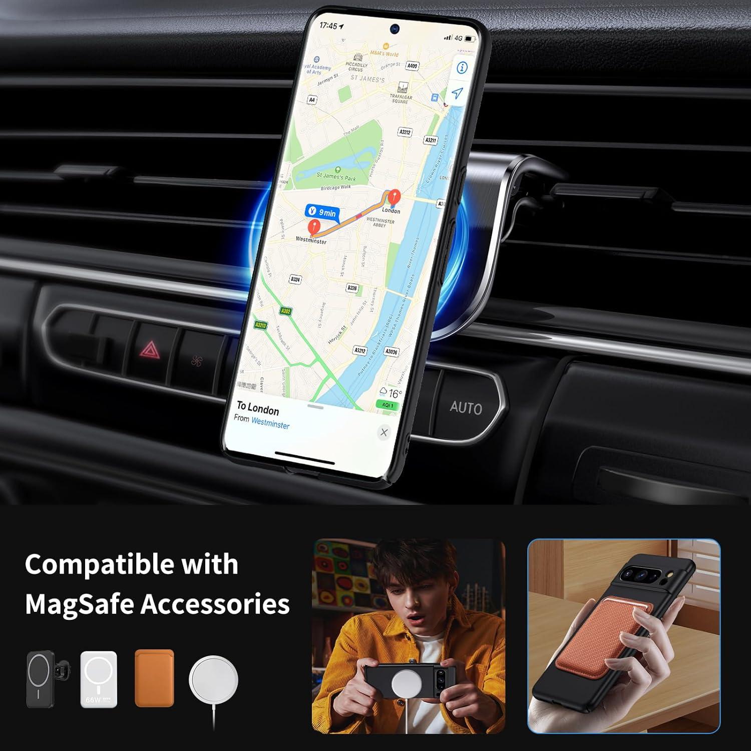 Funda Magnética Ultra Fina GRECAZO para Google Pixel 8 Pro - Negro