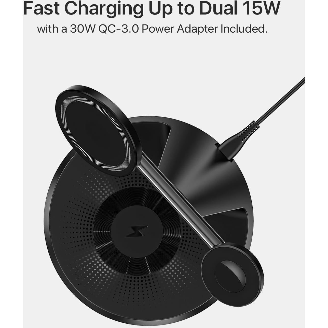 Estación de Carga 3 en 1 QTlier para iPhone, Apple Watch y AirPods