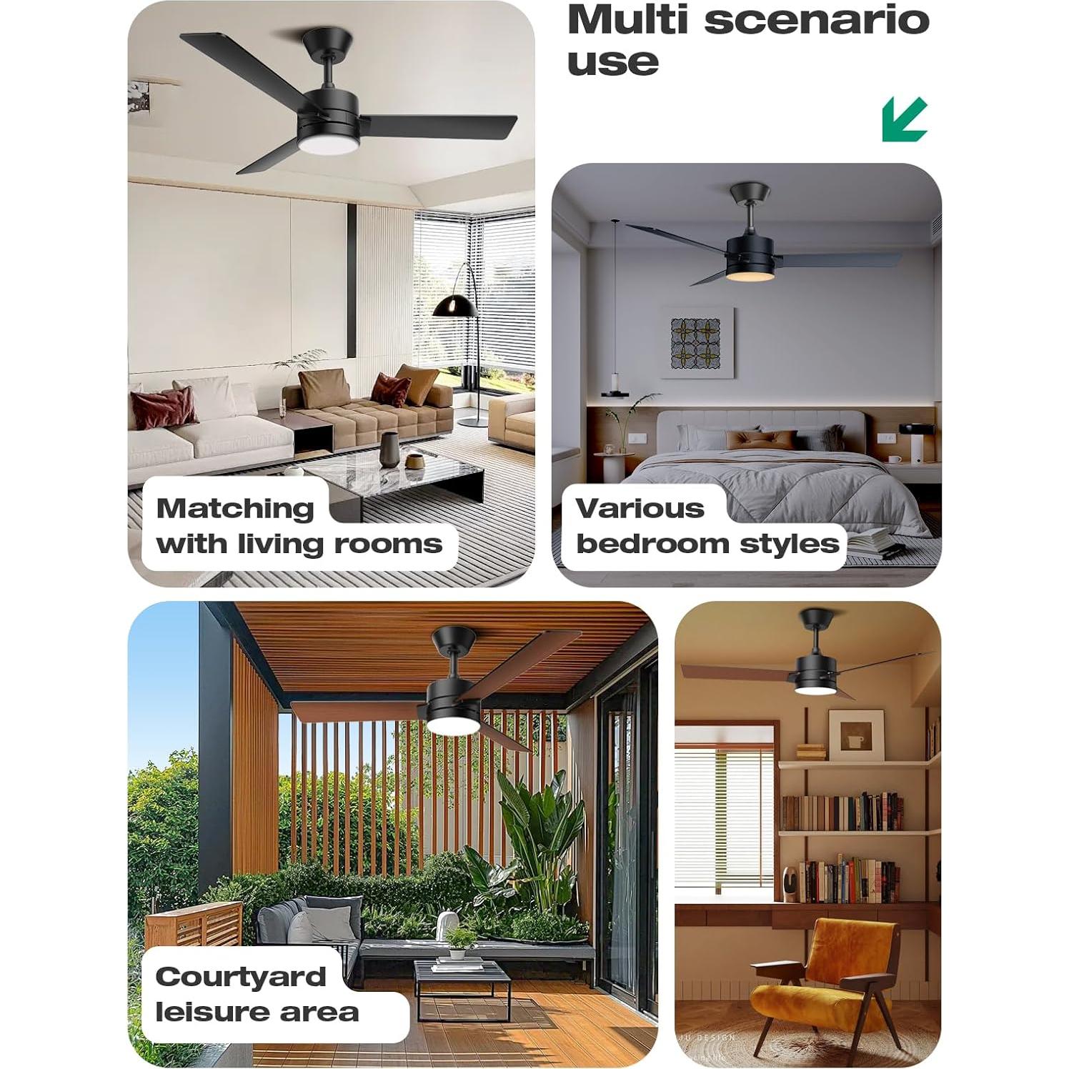 Ventilador de Techo Hinomy 106.68 cm con Luz LED y Control Remoto