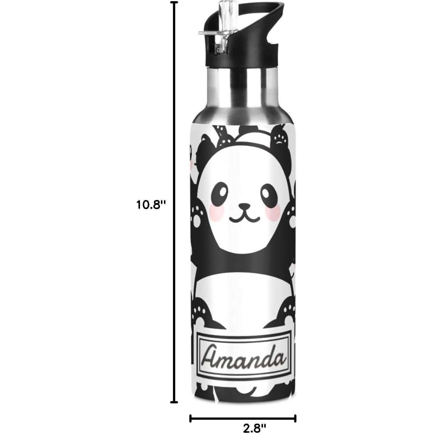 Botella de Agua Aislada MFTJYO 600 ml para Niños con Popote