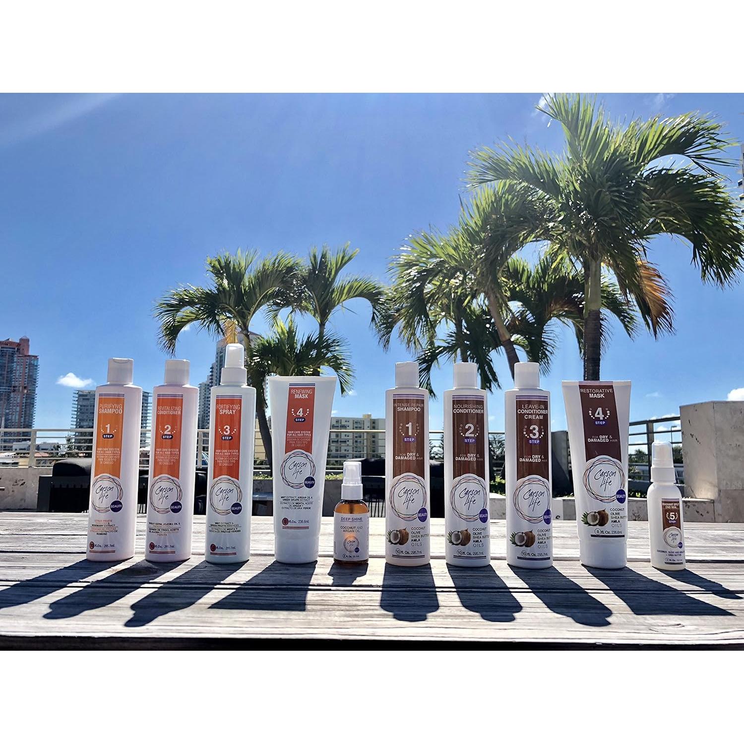 Carson Life Leave In Cream Conditioner - Repair Conditioner for Color Treated Hair - Sulfate and Paraben Free - Made with Coconut, Olive and Amla Oils, Shea Butter For Dry Damaged Hair - Made in USA