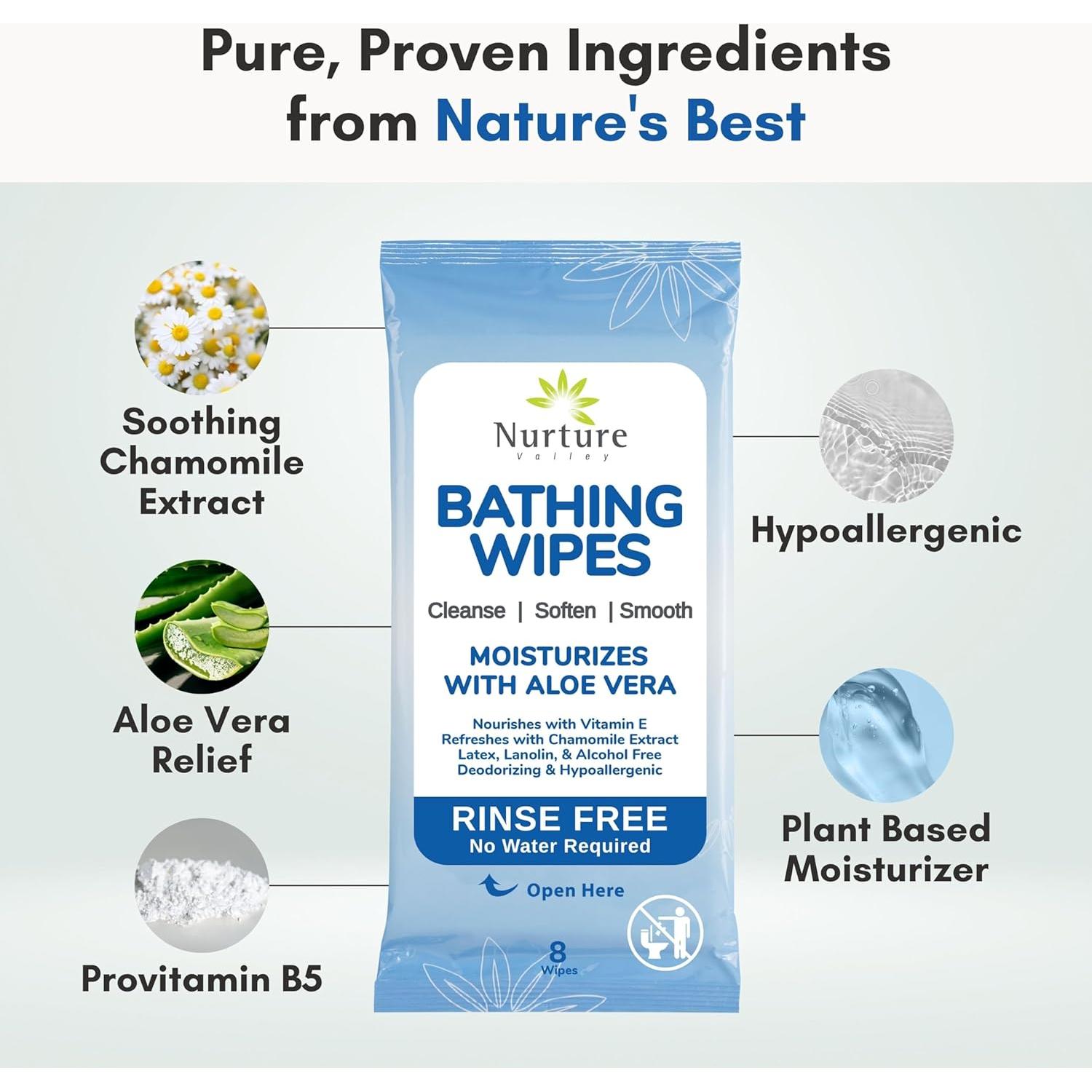 Toallitas de Baño Sin Enjuague Nurture XL con Aloe - 48 Unidades