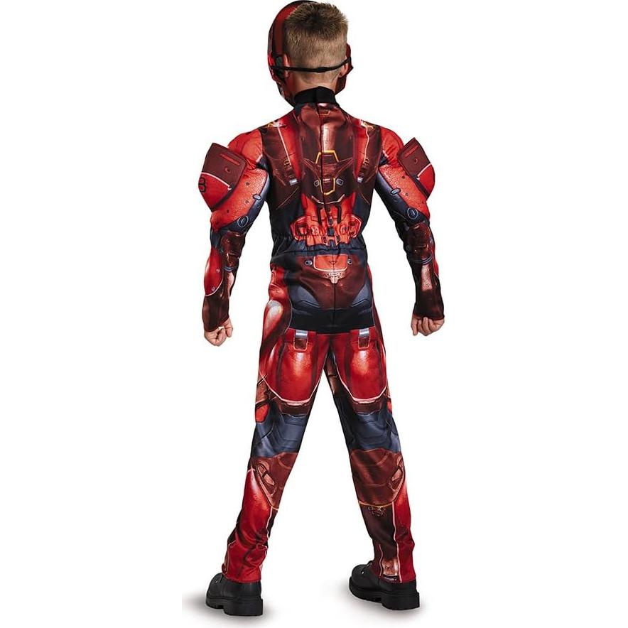 Disfraz de Músculo Spartan Rojo Halo Microsoft Niños 4-6 Años