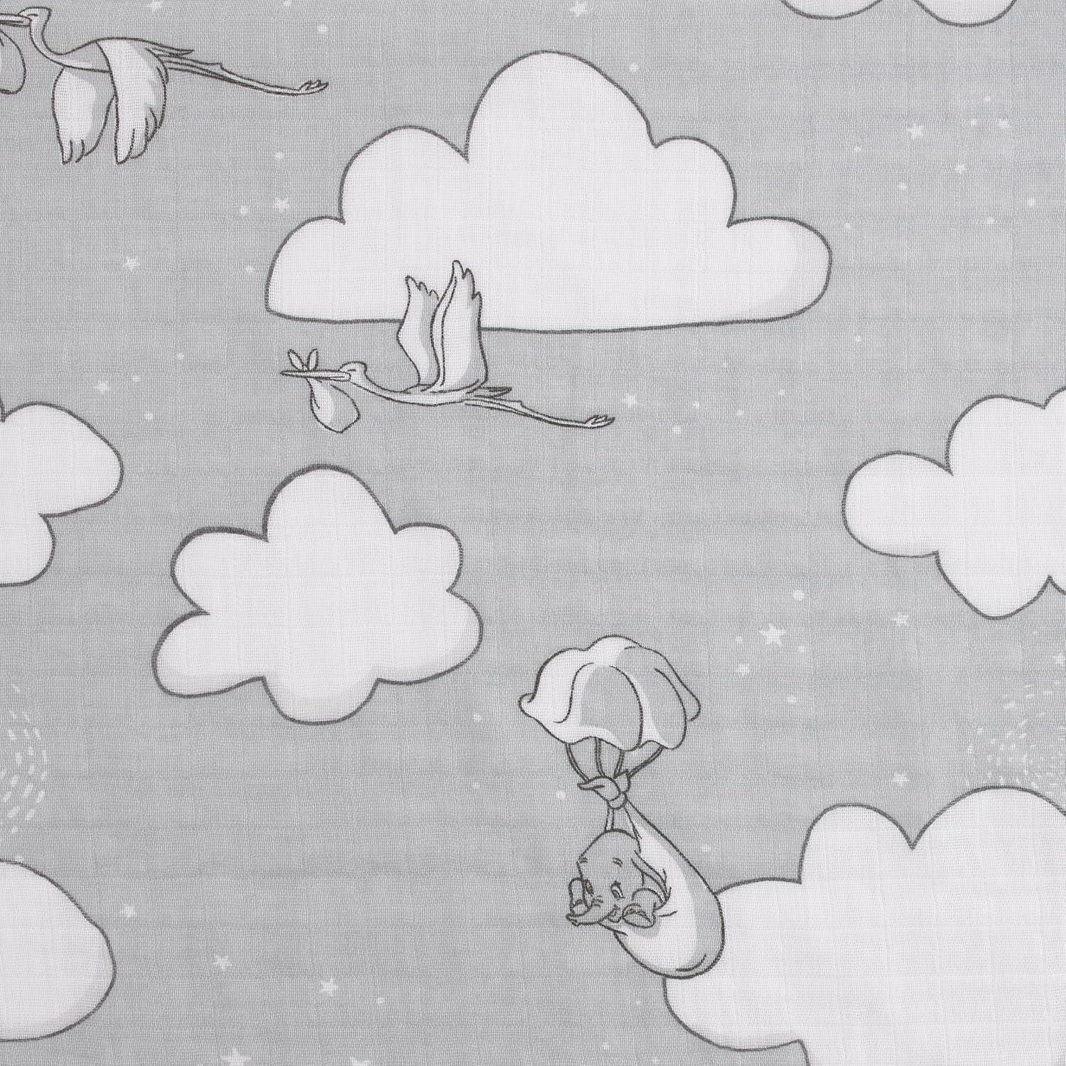 Conjunto de 3 Mantitas Muselina Bebé Disney Dumbo 100% Algodón