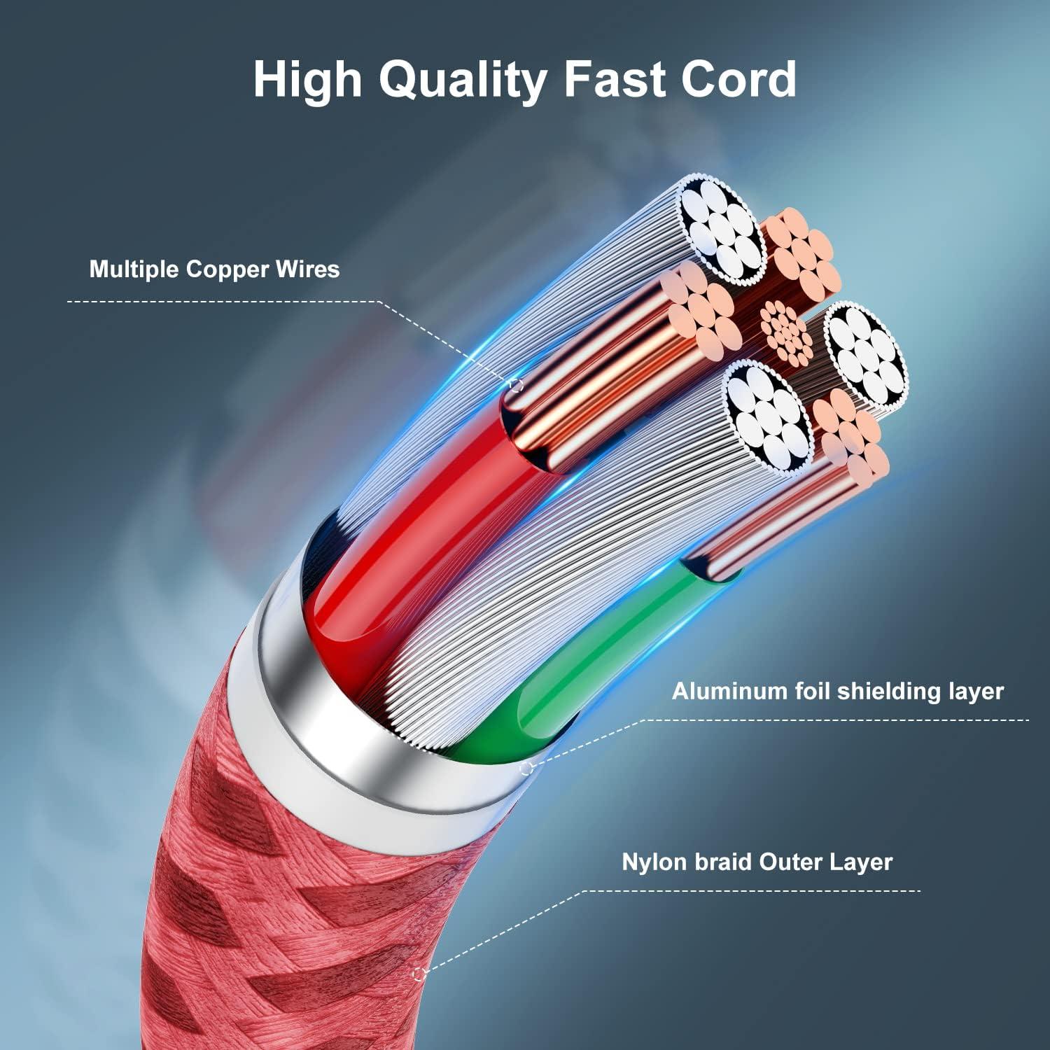 Cable de Carga USB a Lightning Essri 6FT 2Pack Rojo MFi