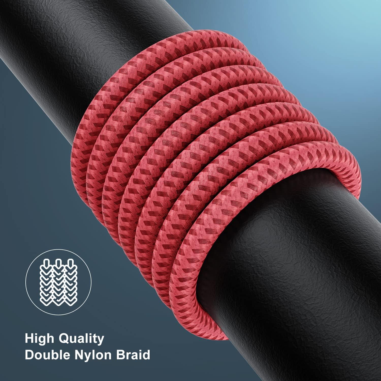 Cable de Carga USB a Lightning Essri 6FT 2Pack Rojo MFi