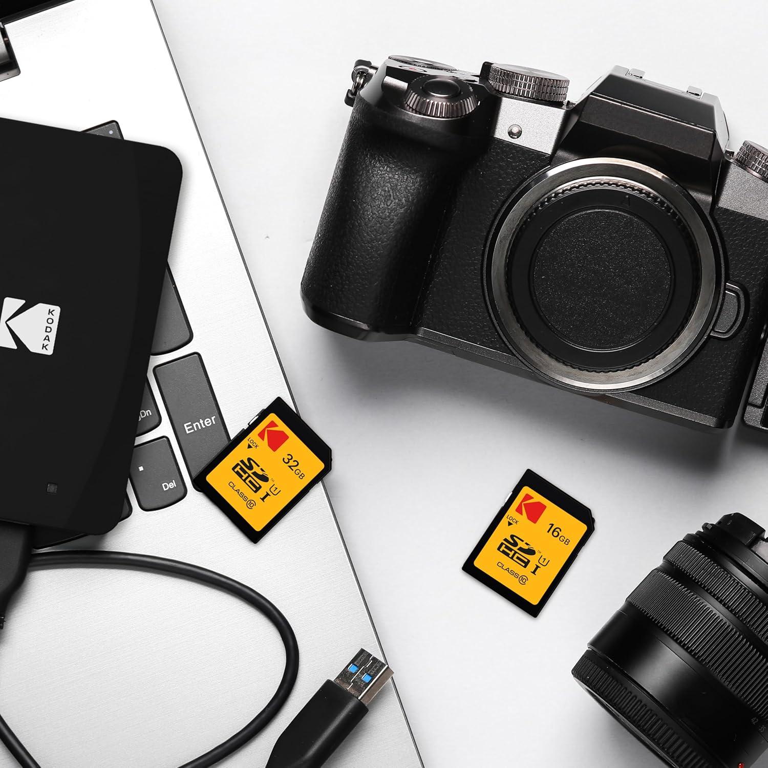 KODAK SDHC Card 32GB UHS-I U1 V10 Premium, up to 85MB/s Read Speed, for Full HD Video and High-Resolution Pictures, Compatible with SDHC Standard - EKMSD32GHC10K