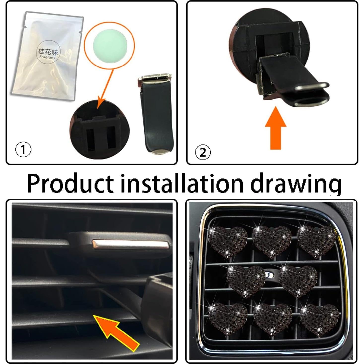 Clips de Ventilación para Auto Gowxs - 8 Pcs Ambientadores Negros