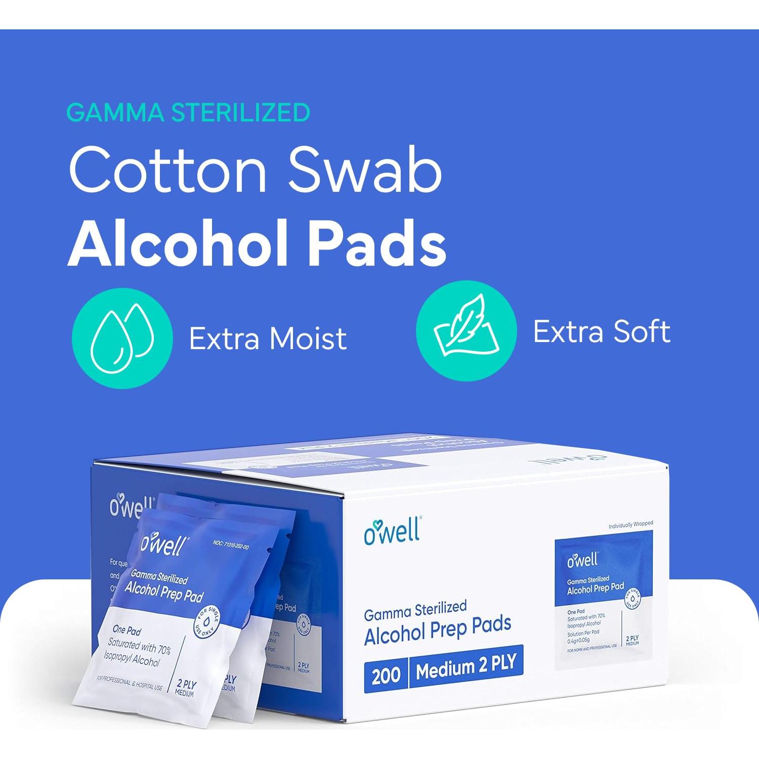 Toallitas Antiséticas Estériles OWELL - 200 Unidades 70% Alcohol
