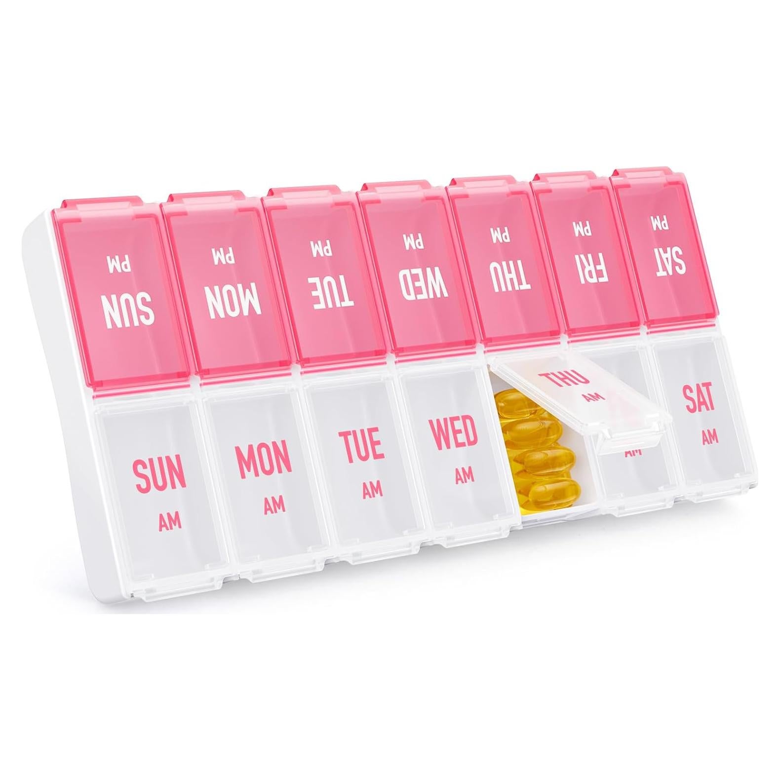 Organizador Semanal de Pastillas AMOOS Rosa 7 Días AM PM