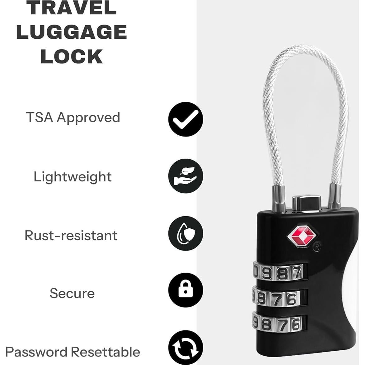 Candado TSA UP Security de Combinación para Equipaje Negro