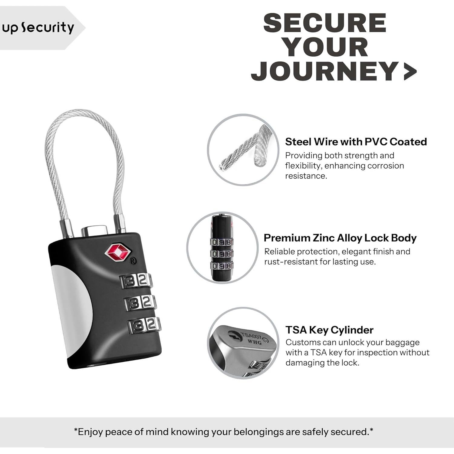 Candado TSA UP Security de Combinación para Equipaje Negro