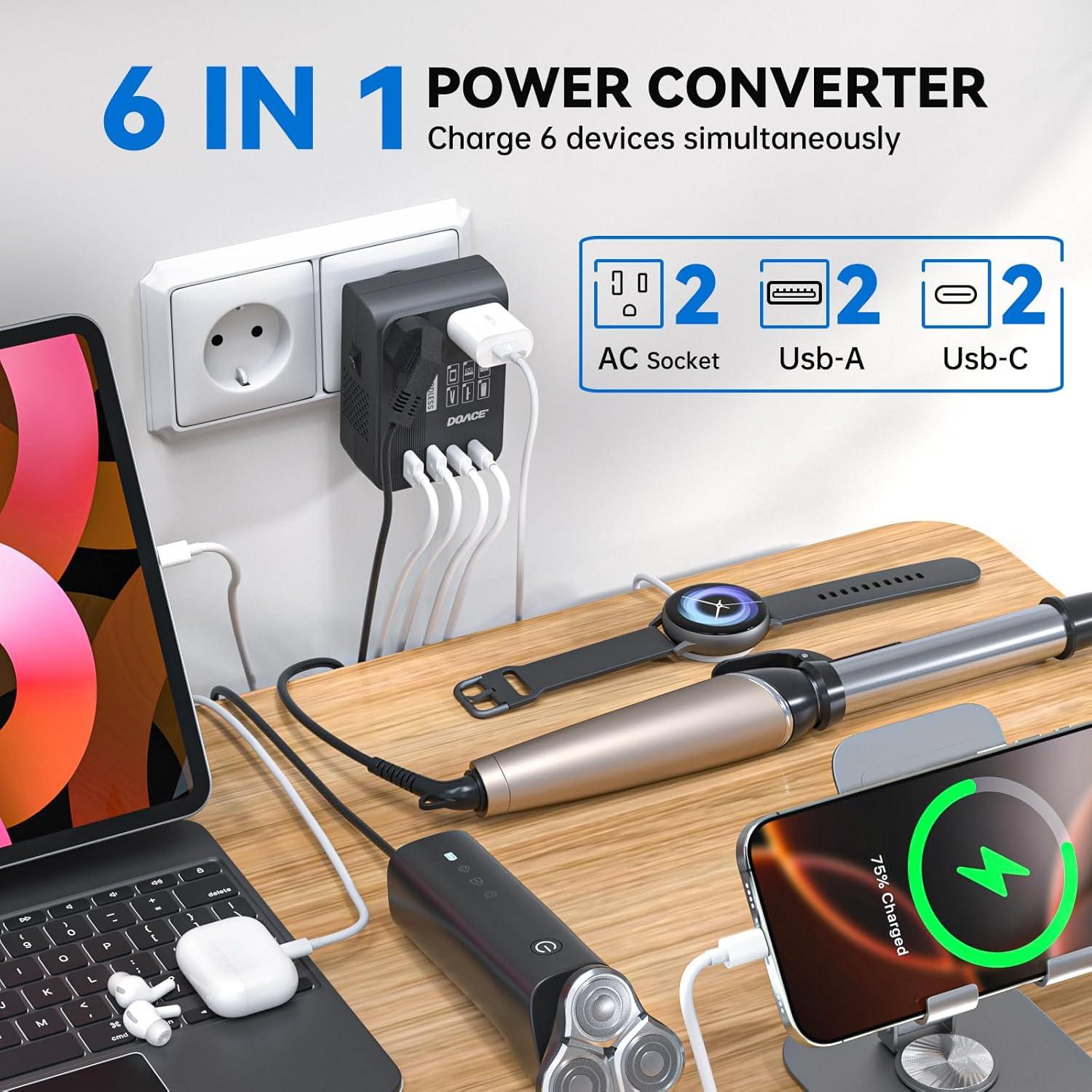 Convertidor de Voltaje DOACE 220V a 110V 350W con USB