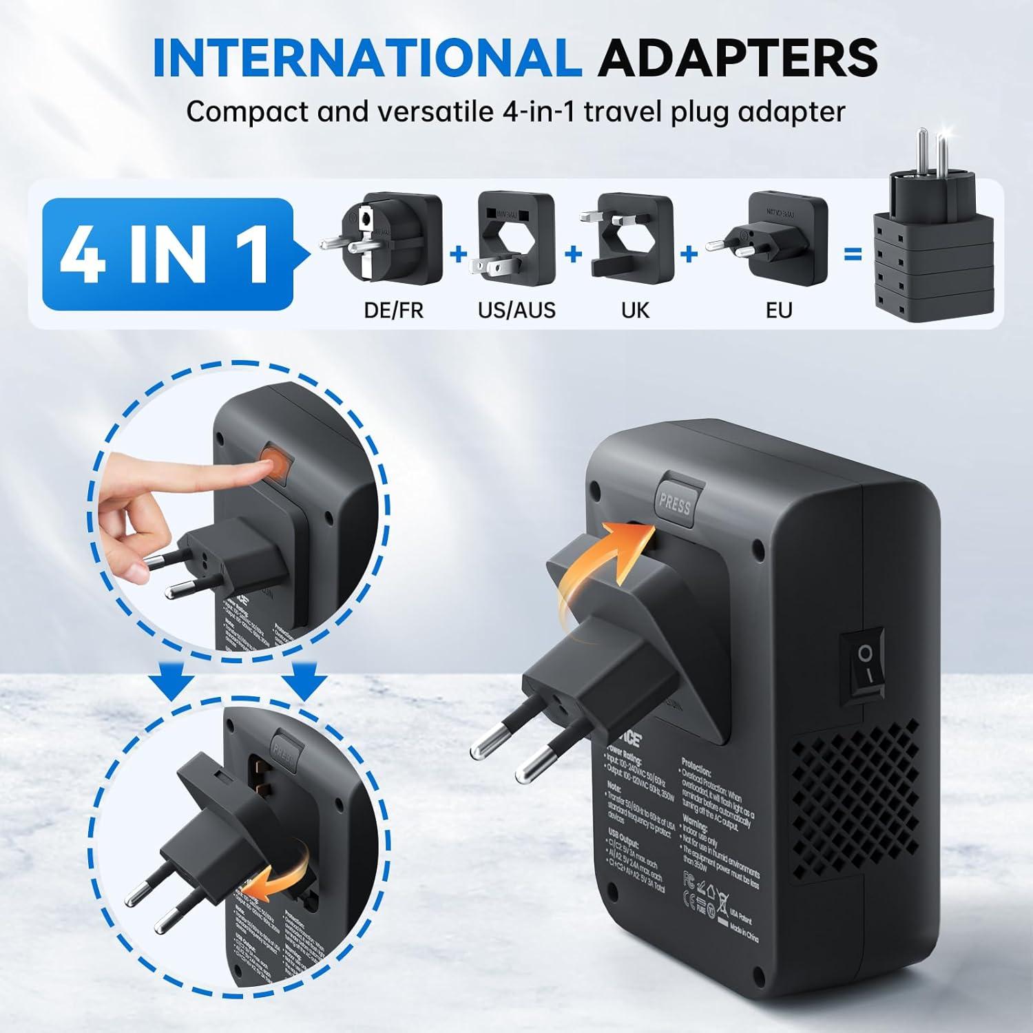 Convertidor de Voltaje DOACE 220V a 110V 350W con USB