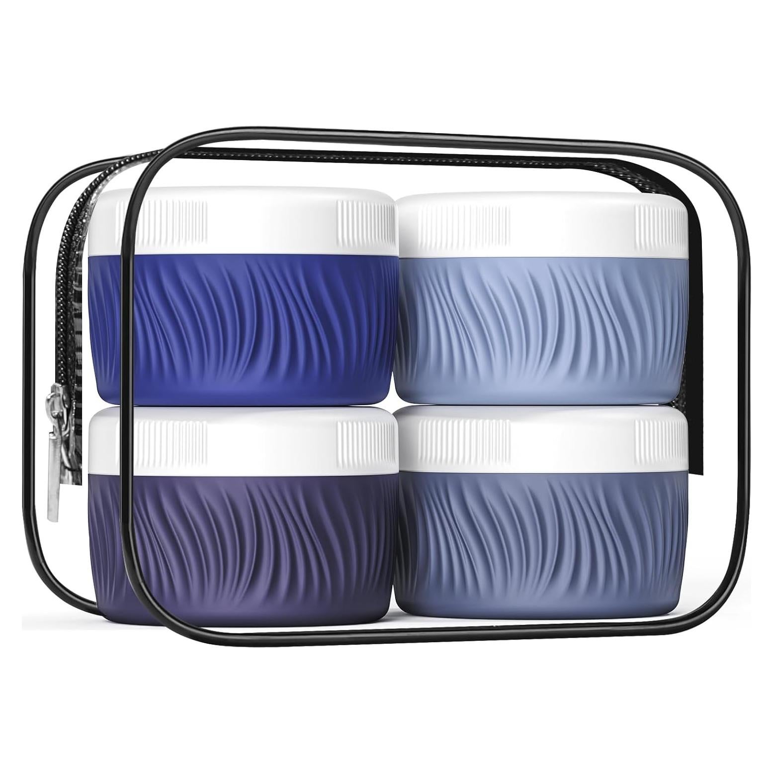 Contenedores de Viaje KUANGRE 4 Tarros Silicona 60ml A Prueba de Fugas