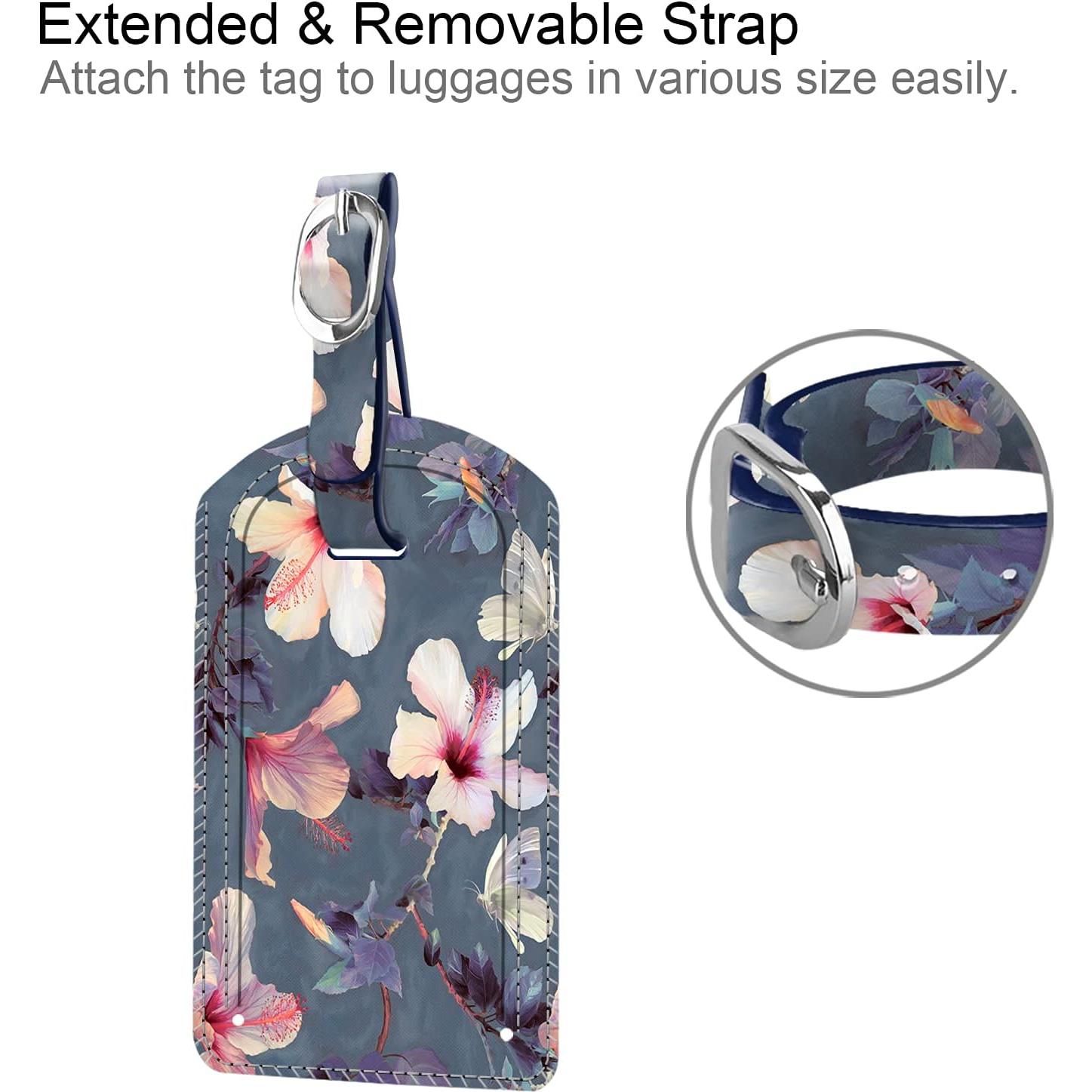 Etiquetas de Equipaje FINTIE de Cuero con Privacidad - Hibisco