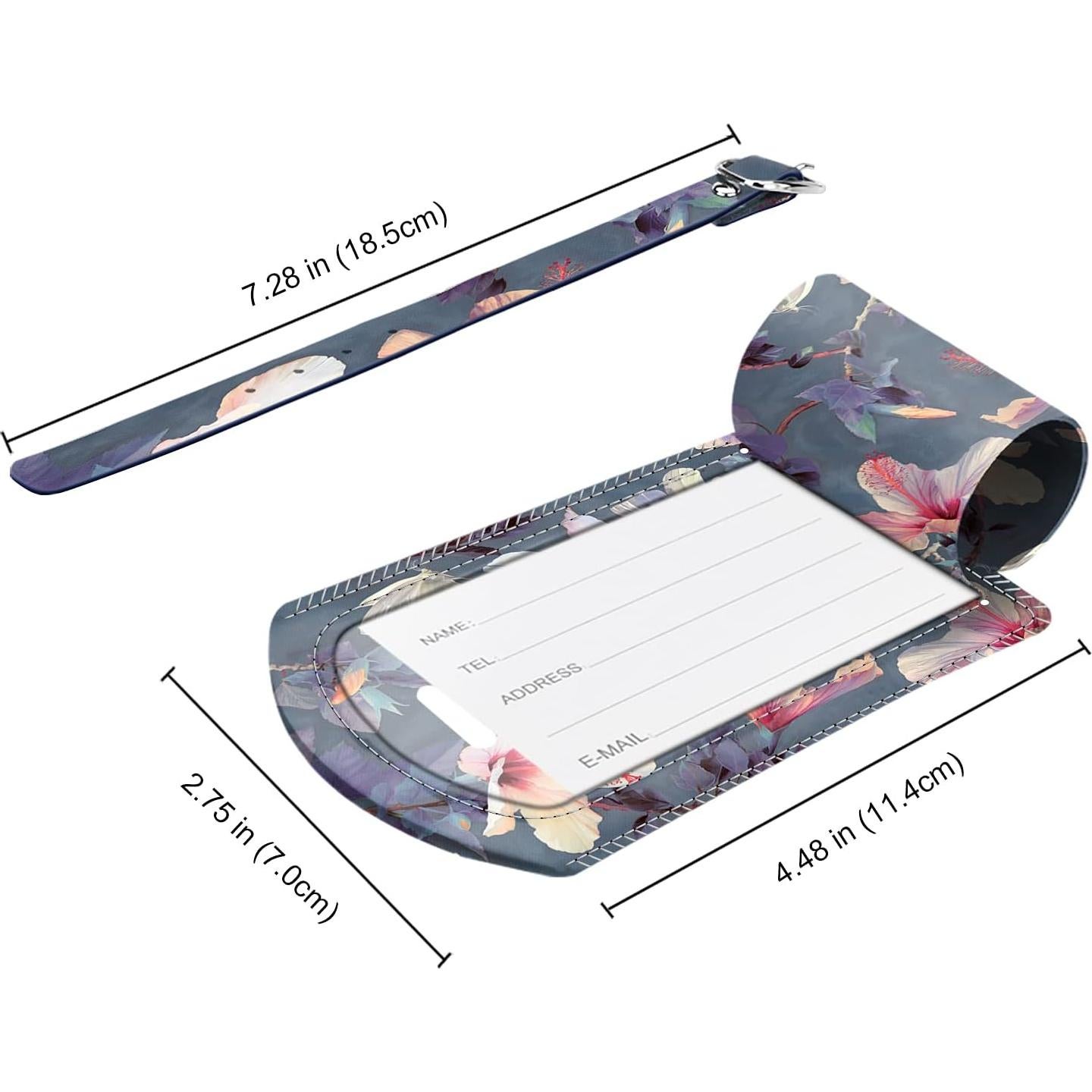 Etiquetas de Equipaje FINTIE de Cuero con Privacidad - Hibisco