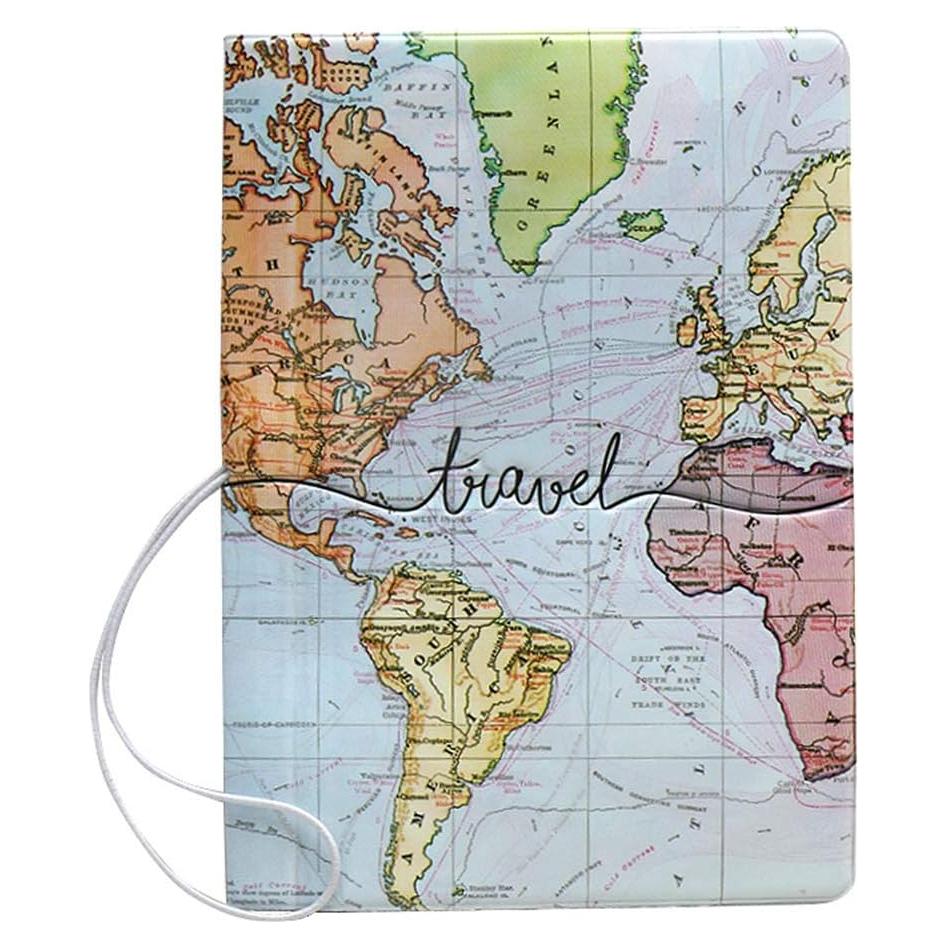 Cubierta de Pasaporte Belsmi Cuero Sintético Mapa Mundial