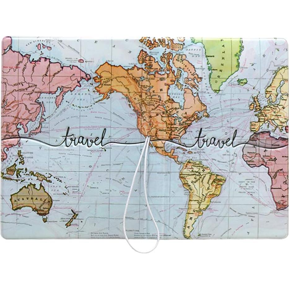 Cubierta de Pasaporte Belsmi Cuero Sintético Mapa Mundial