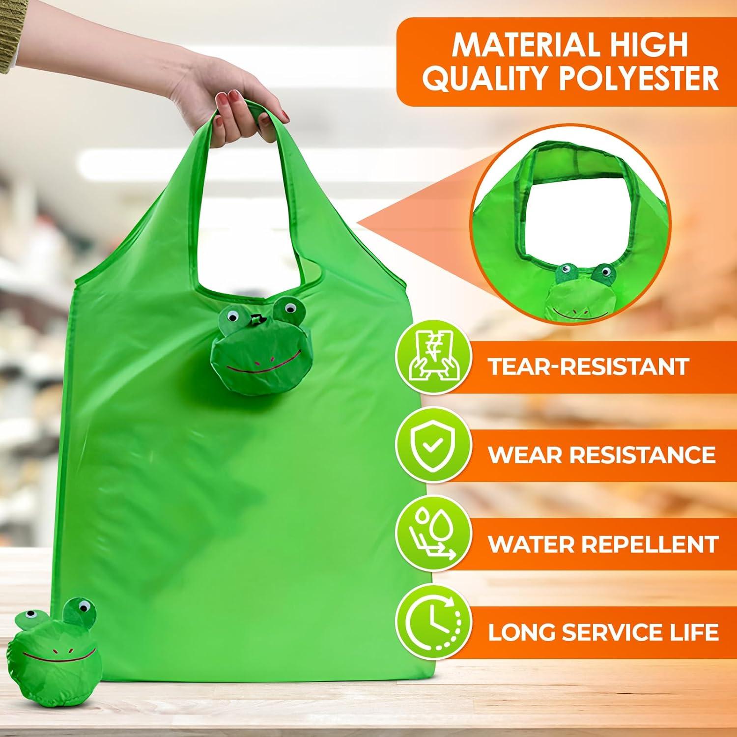 Set de 5 Bolsas Reutilizables Plegables Animales 38x58cm