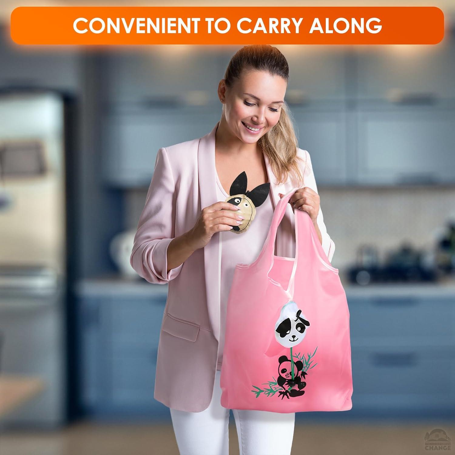 Set de 5 Bolsas Reutilizables Plegables Animales 38x58cm