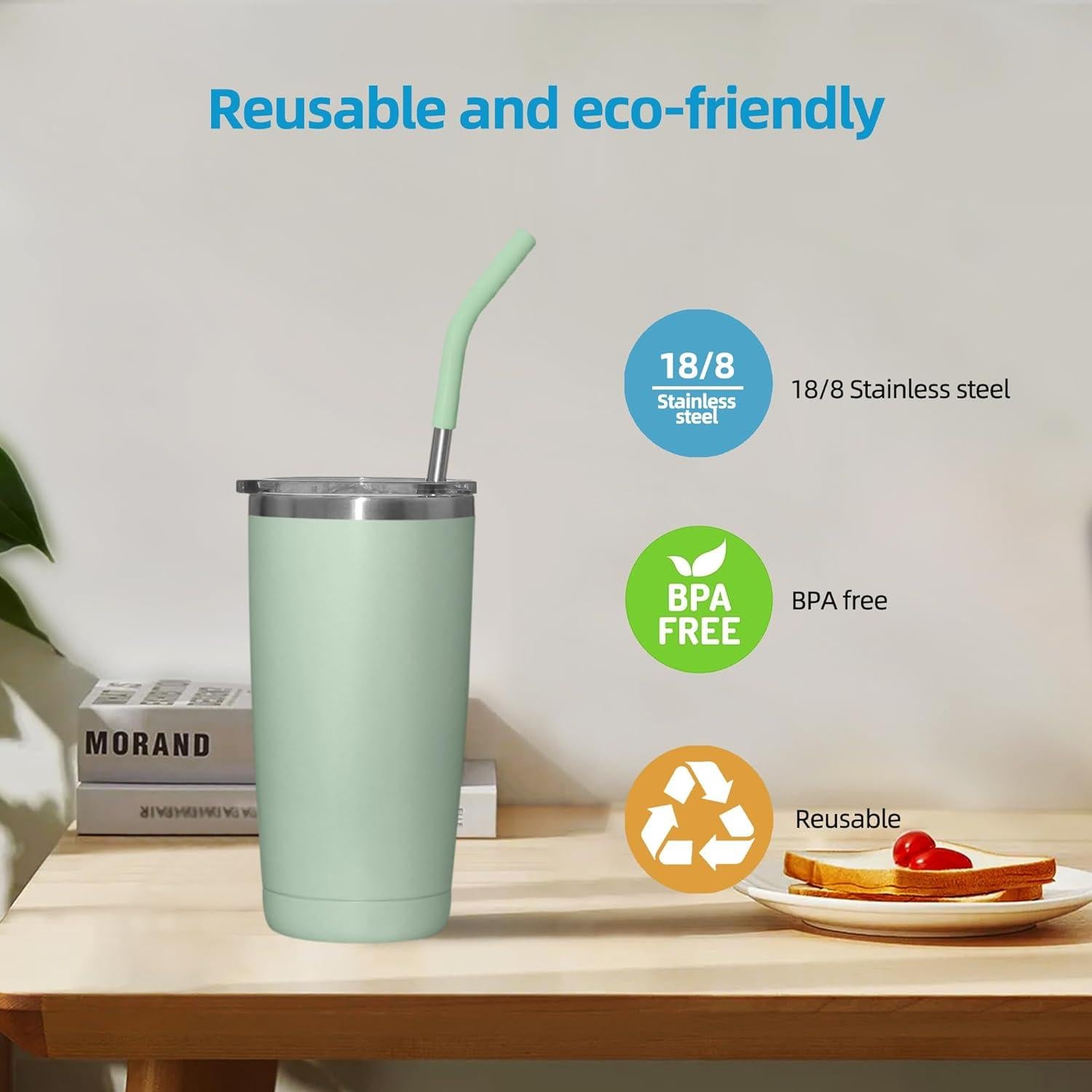 Pajitas de Metal Reutilizables JINRICH 20 oz - 6 Piezas con Silicona