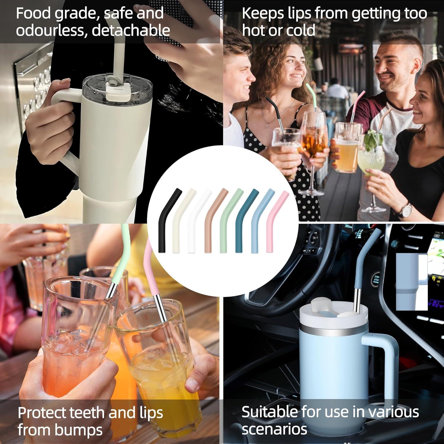 Pajitas de Metal Reutilizables JINRICH 20 oz - 6 Piezas con Silicona