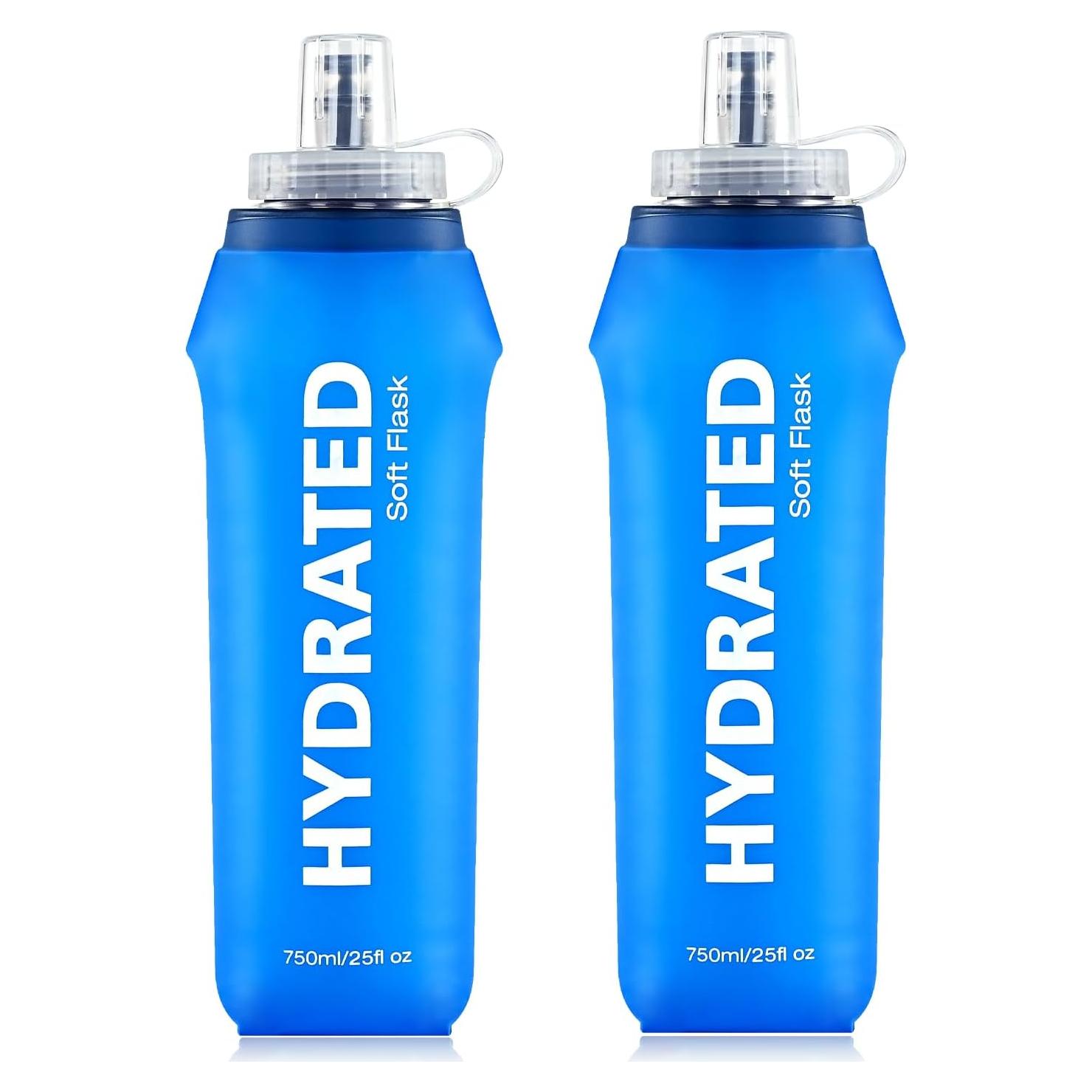 2 Botellas de Agua Plegables SLUXKE 750ml TPU Azul
