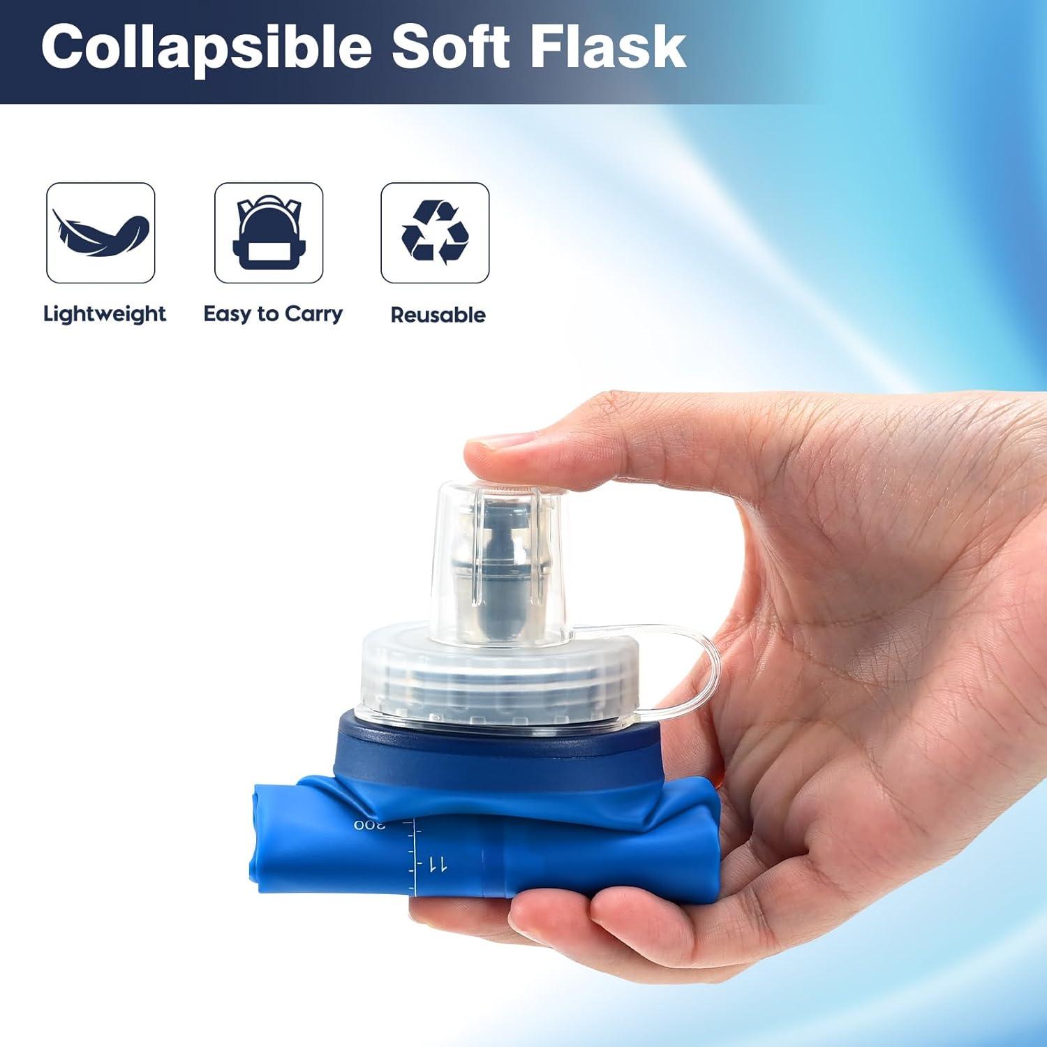 2 Botellas de Agua Plegables SLUXKE 750ml TPU Azul