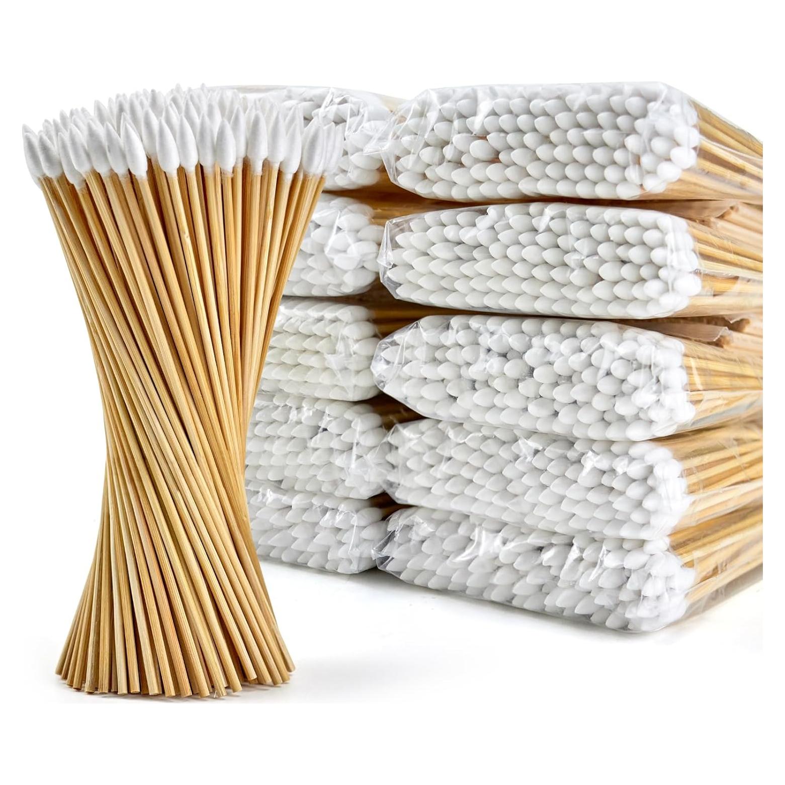 1000 Hisopos de Algodón Puntiagudos PLJ 15.24 cm Biodegradables