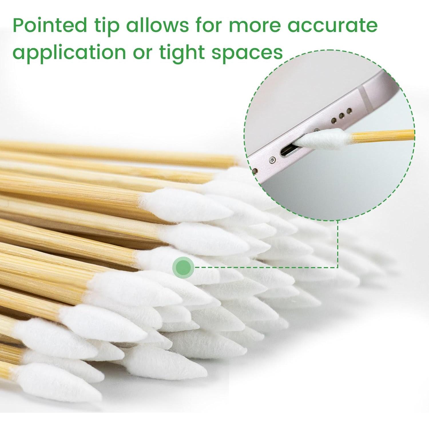 1000 Hisopos de Algodón Puntiagudos PLJ 15.24 cm Biodegradables