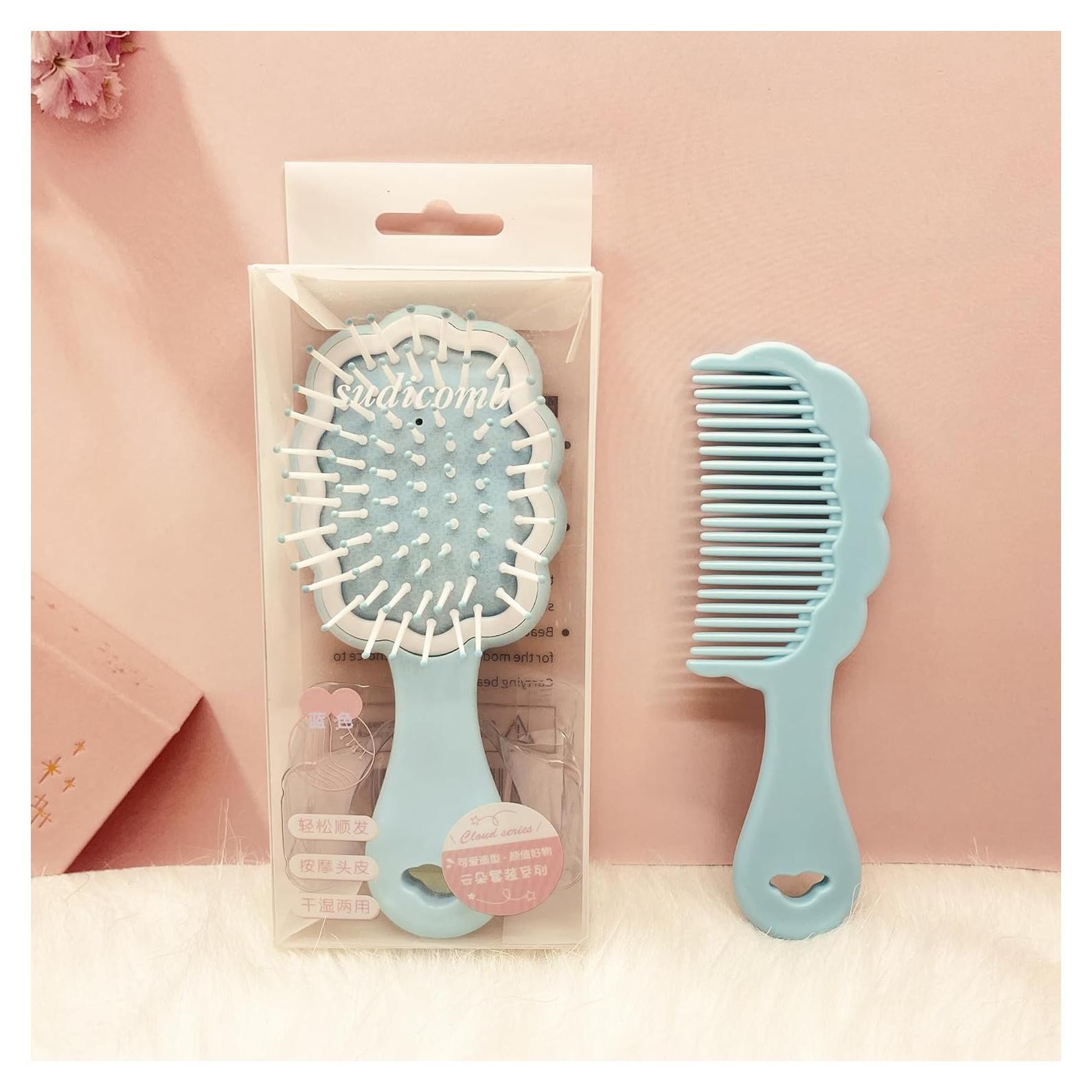 Mini Cepillo de Pelo Húmedo Lyaiwever 2 Piezas Azul