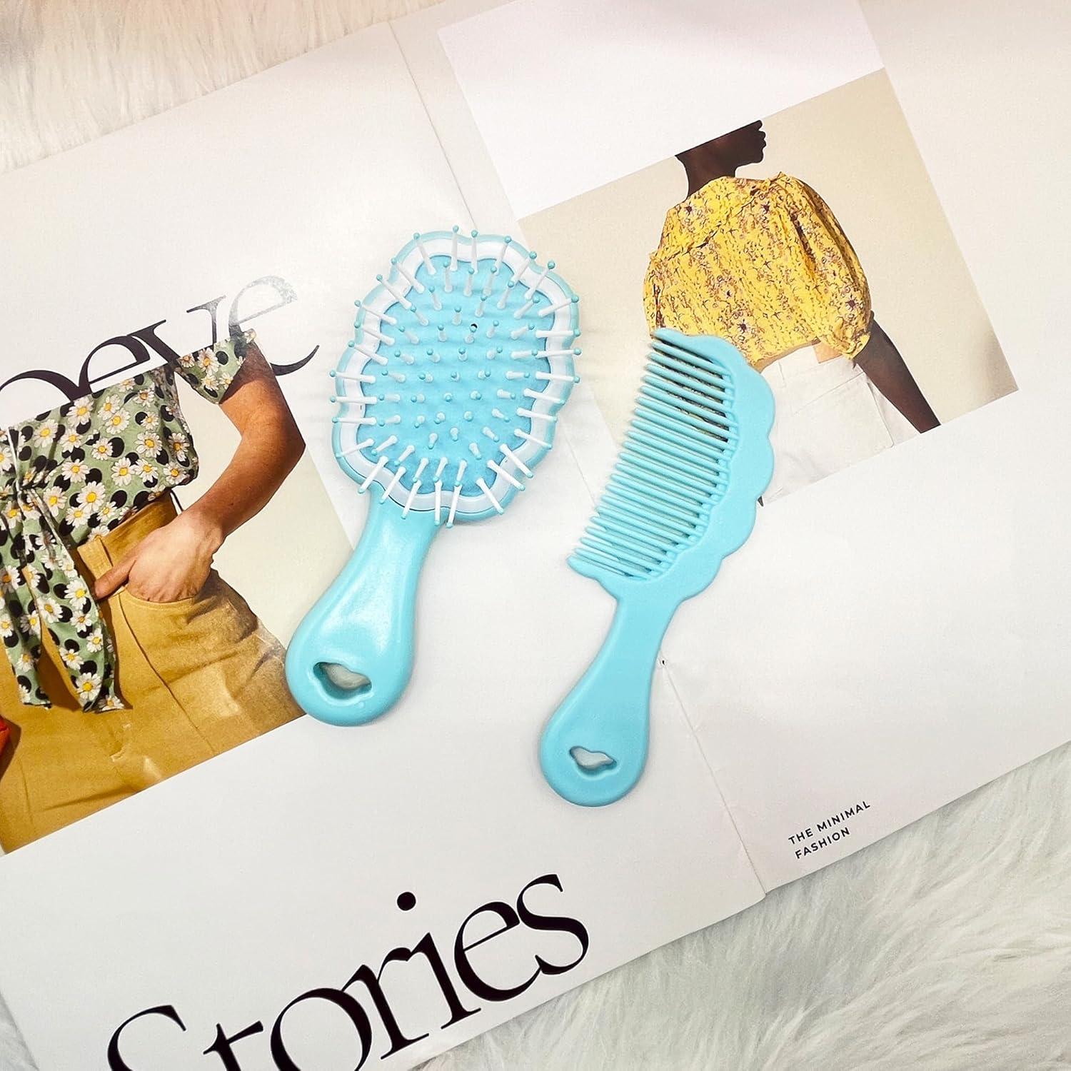 Mini Cepillo de Pelo Húmedo Lyaiwever 2 Piezas Azul