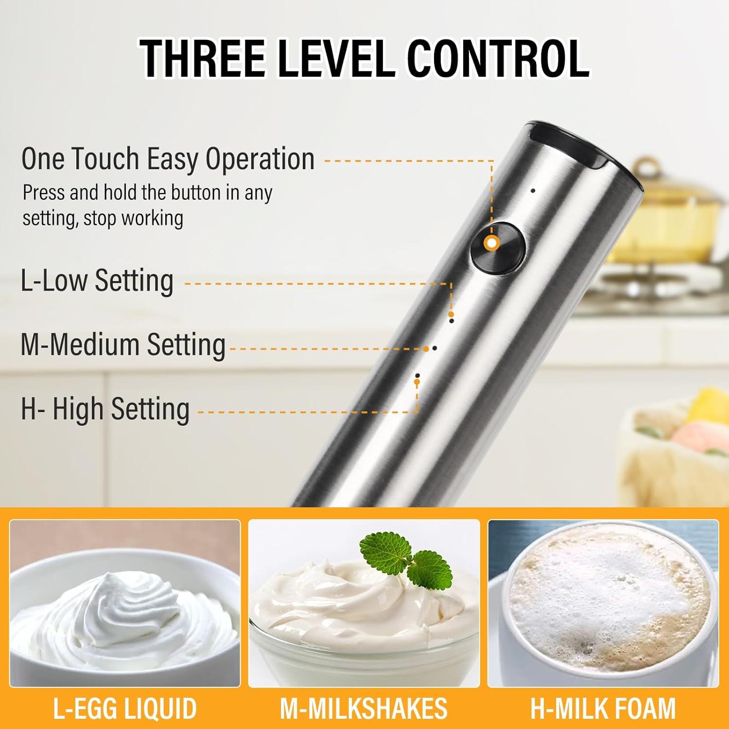 Espumador de Leche Madrigal KJBQ15BS Acero Inoxidable USB-C 3 Velocidades