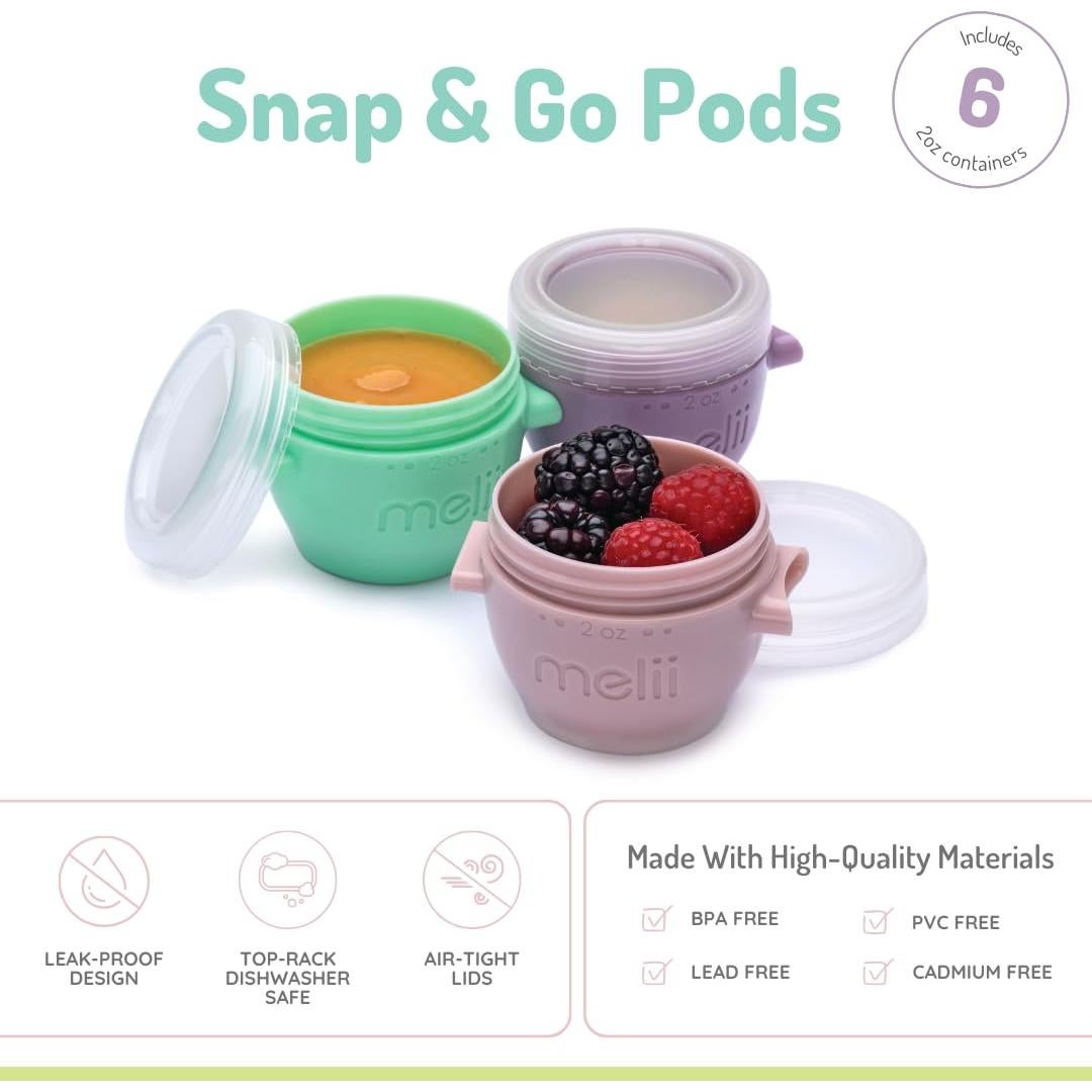 Contenedores de Almacenamiento de Comida para Bebés melii 2 oz - 6 Piezas