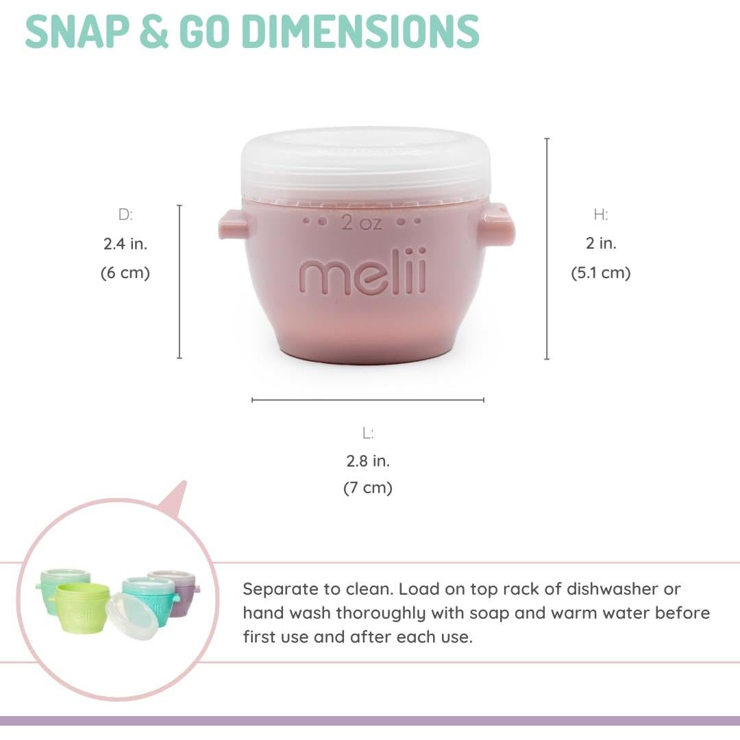 Contenedores de Almacenamiento de Comida para Bebés melii 2 oz - 6 Piezas